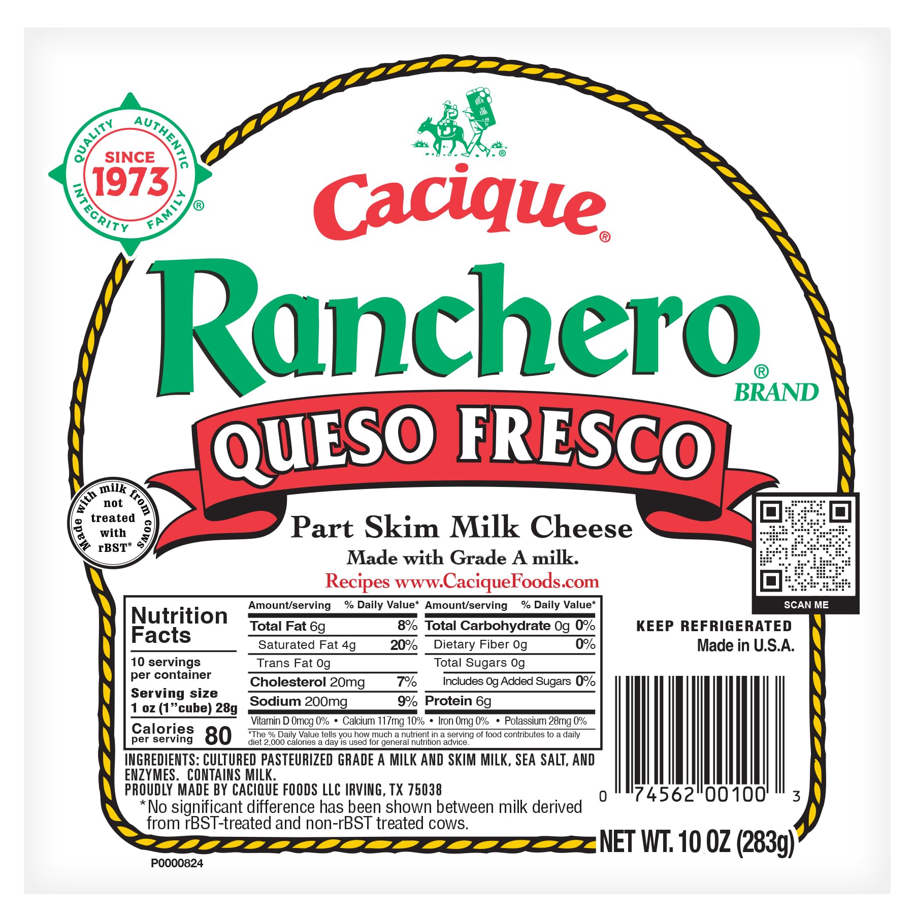 Cacique Queso Fresco Ranchero 10 oz