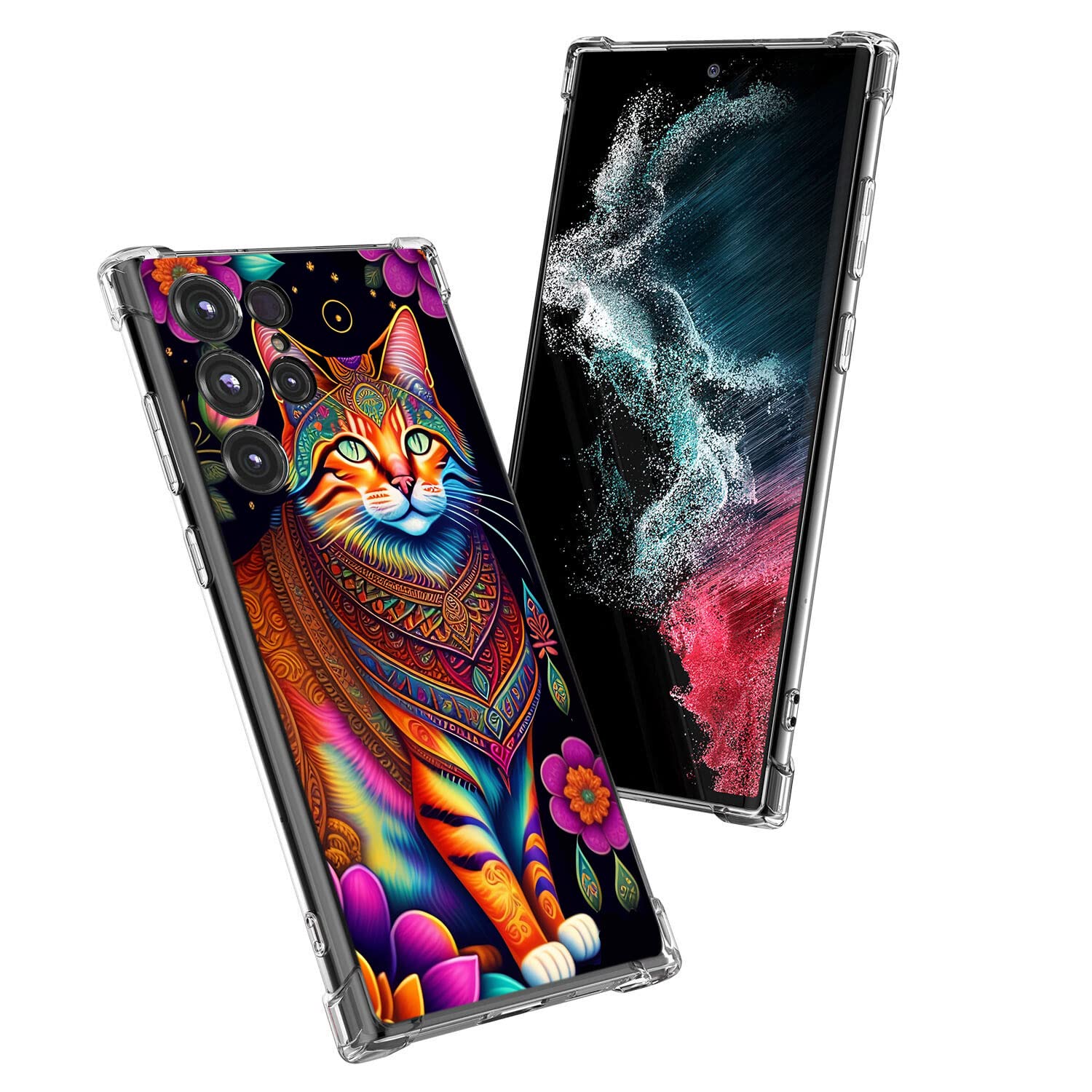 Amazon.com: Beaucov Galaxy S23 Ultra Case,Floral Cat Mandala
