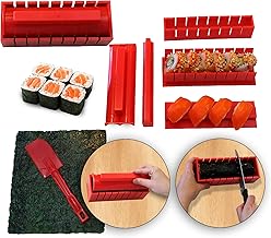 RenGard Sushi Making Kit Deluxe Edition with Complete Sushi Set and Knife – 11 Piece Sushi DIY Set for Maki Rolls – Home S...