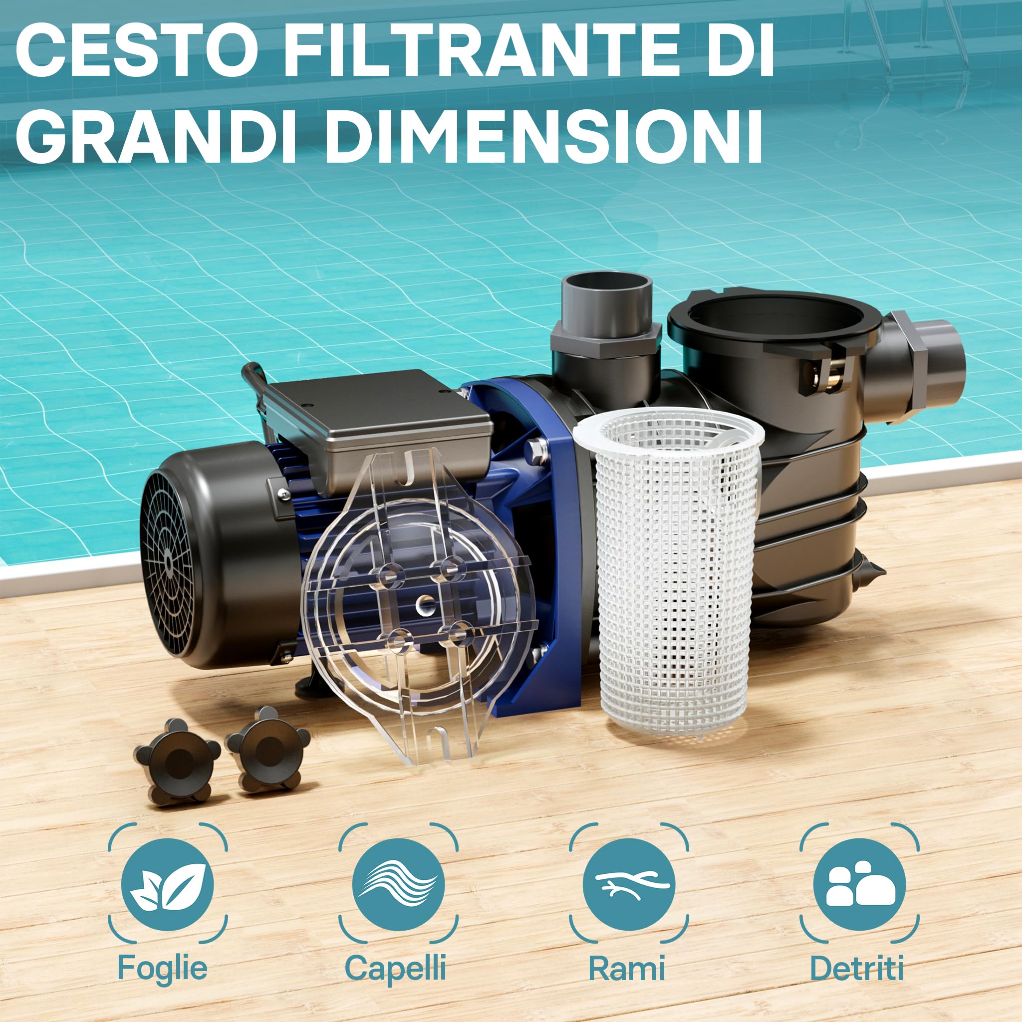Pompa piscina per ricircolo e filtraggio 13800 l/h 550 W Pompa di circolazione
