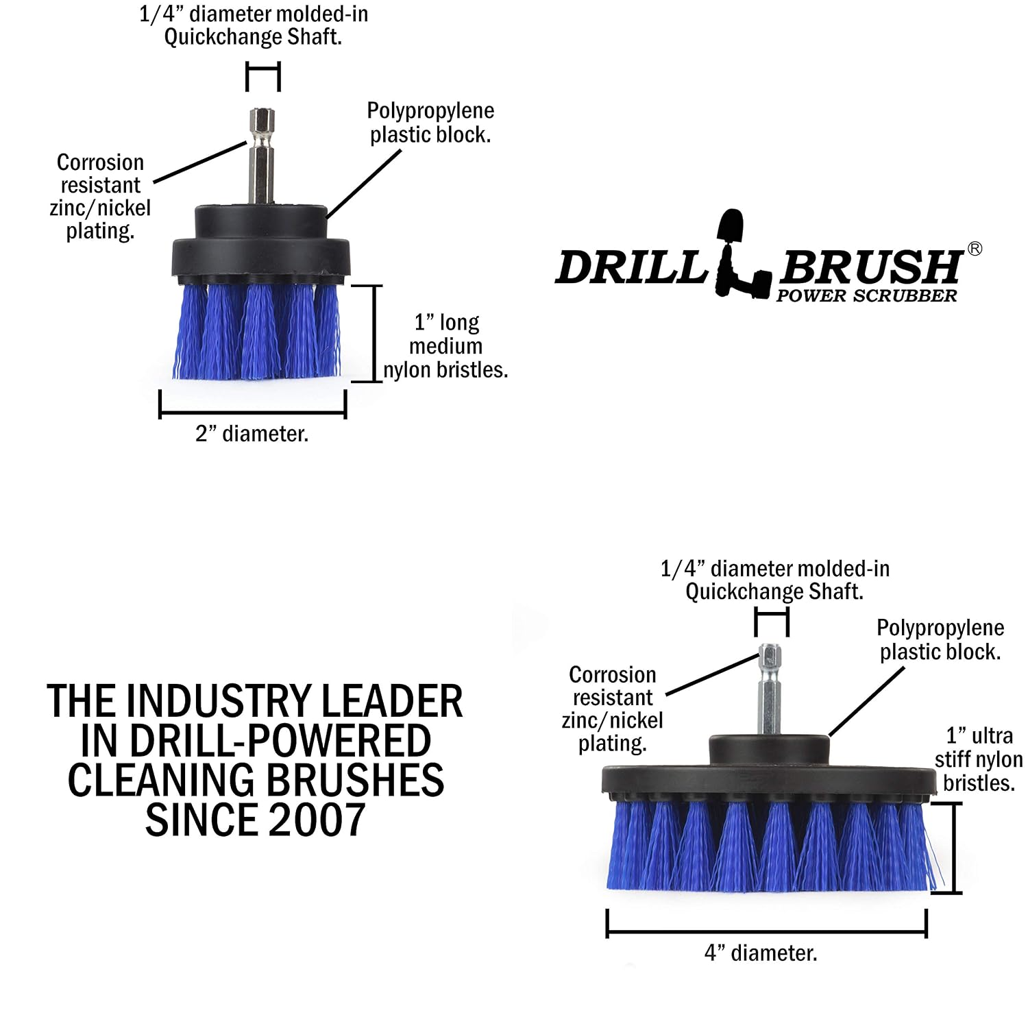 Blue Medium Stiffness 5in Scrub Brush - Aquarium Cleaner - Marine Vessels image 5