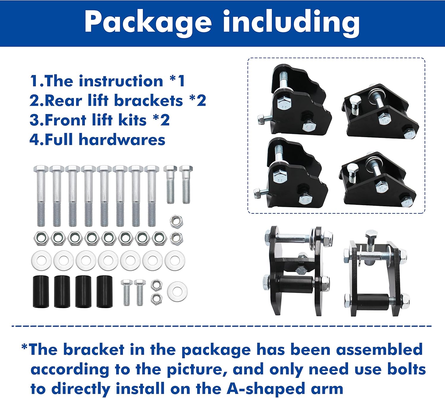 3'' Front and Rear Full Lift Kit, Compatible with 2013-2017 Polaris Ranger xp/crew 570/900/1000 Fullsize Old Body Style