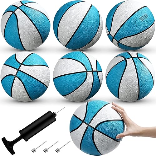 Paquete de 6 pelotas de baloncesto de agua, tamaño reglamentario, 6, piscina, baloncesto, 9 pulgadas de diámetro, básquetbol azul para piscina, aros