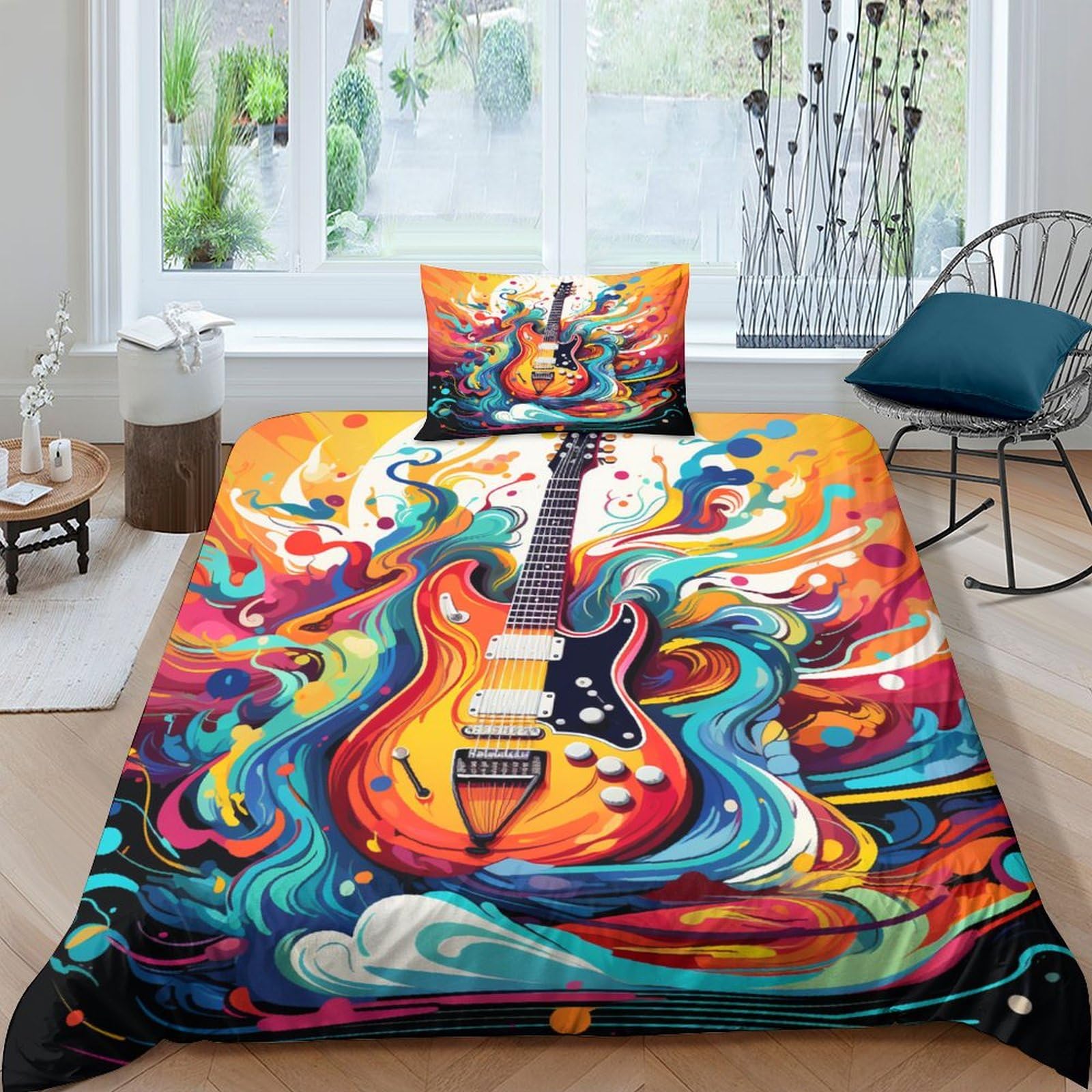 Parure de lit avec housse de couette microfibre et taies d'oreiller pour garçon et homme