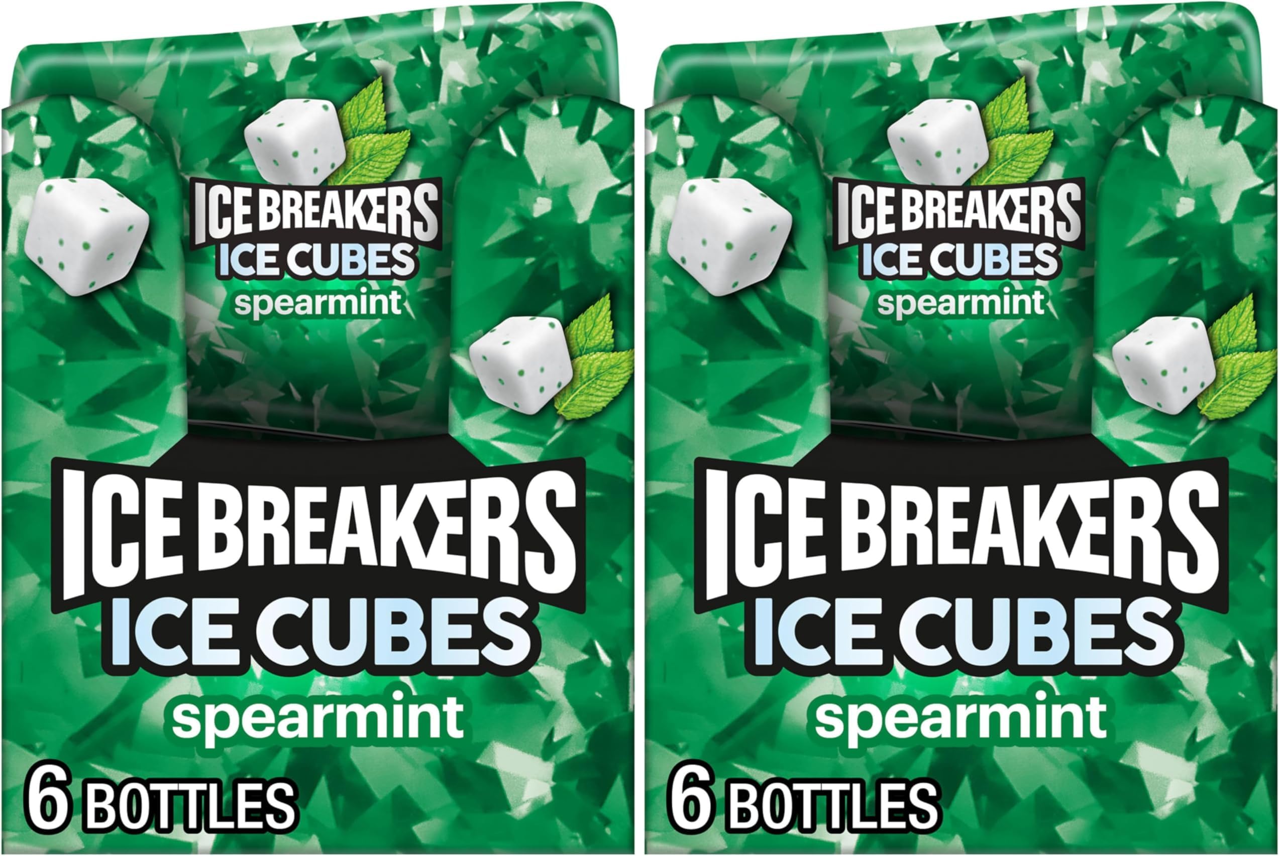 ICE BREAKERS Ice Cubes Spearmint Flavored Sugar Free Chewing Gum Bottles, 3.24 oz (40 Pieces) (Pack of 12)