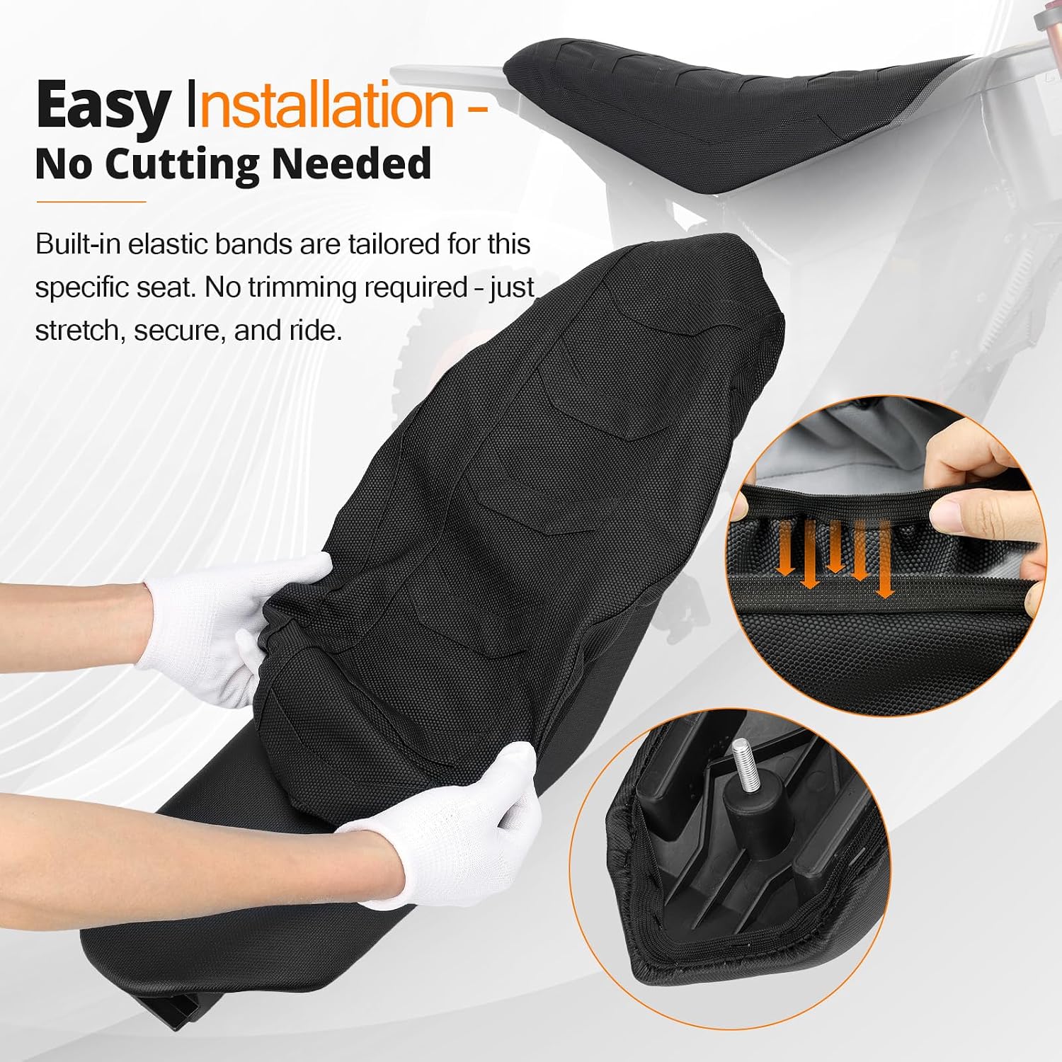 Dirt Bike Seat Cover for Tuttio Tutti Soleil 01 Waterproof Non-Slip E Bike Soft Motorcycle Seat Cover Black