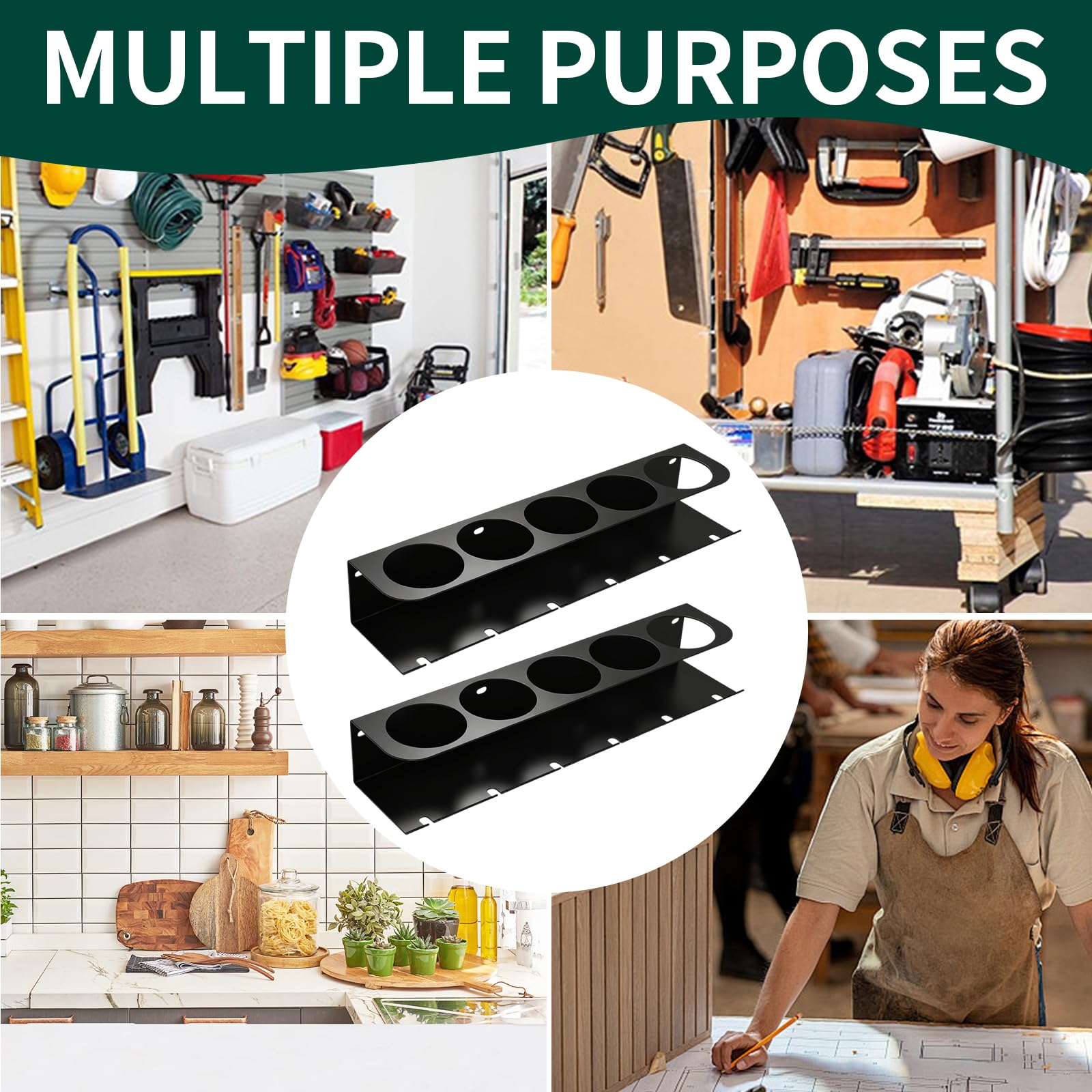 Lot de 2 supports de bombes pulvérisateurs avec 5 trous et 6 fentes - Pour garage, magasin et maison