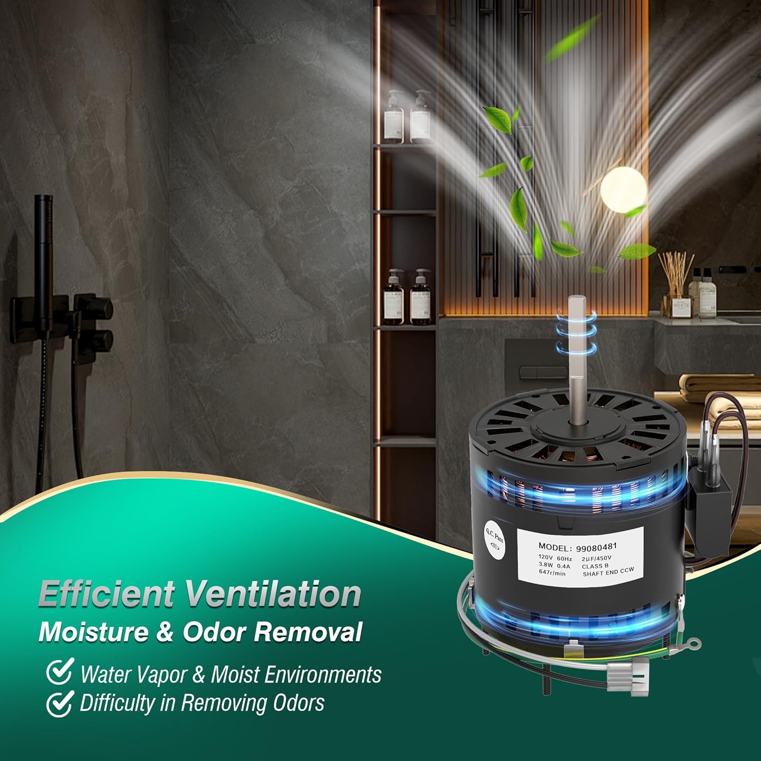 99080481 S99080481 Bathroom Exhaust Fan Motor Replacement – Compatible with Broan NuTone L100 L100L L100MG L100EX – Replaces Part Number 99080481, 120V Vent Fan Motor Assembly