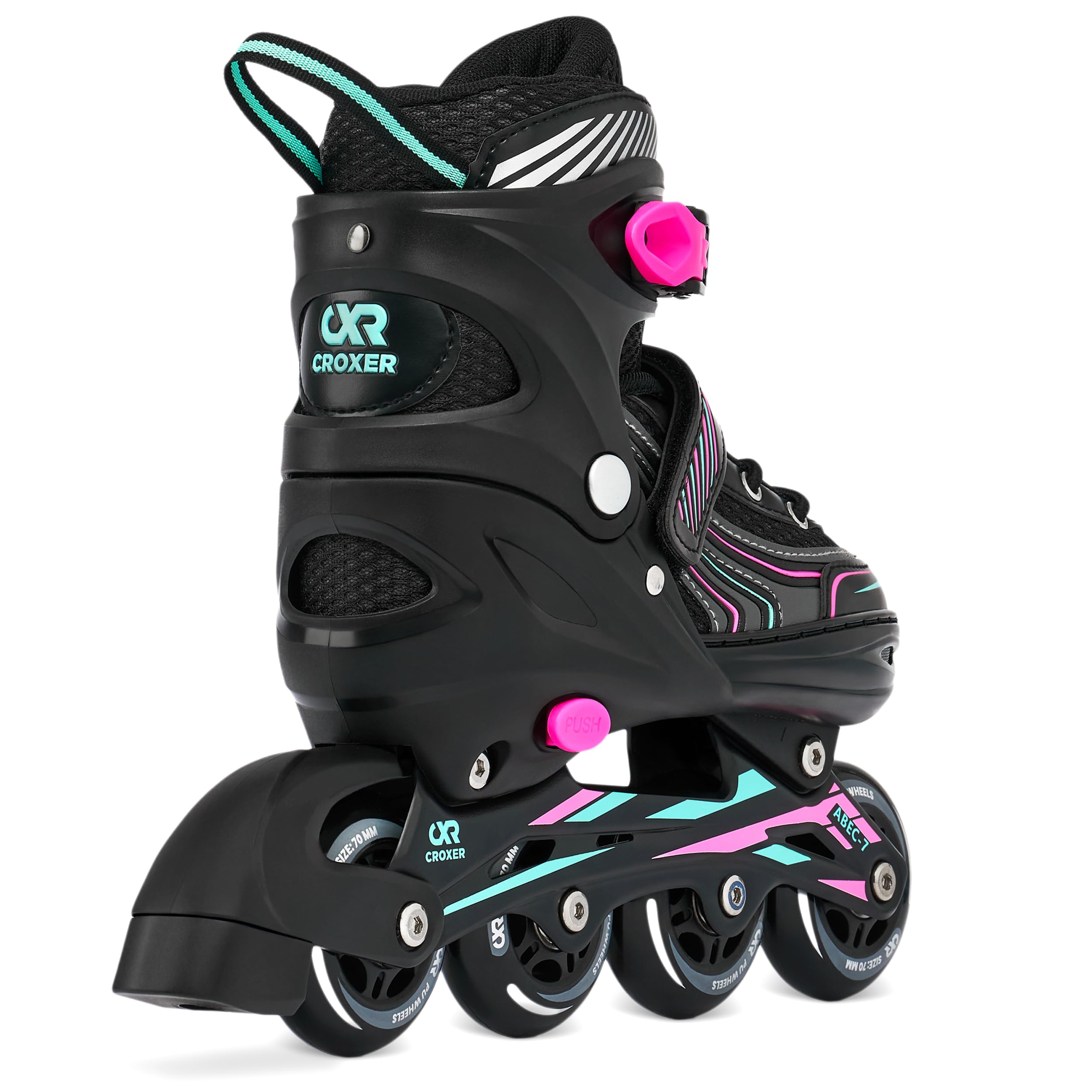 Optima Pattini in linea Inline Skates per bambini e adulti regolabili (Mint/Pink, 35-38 (21cm-23cm))
