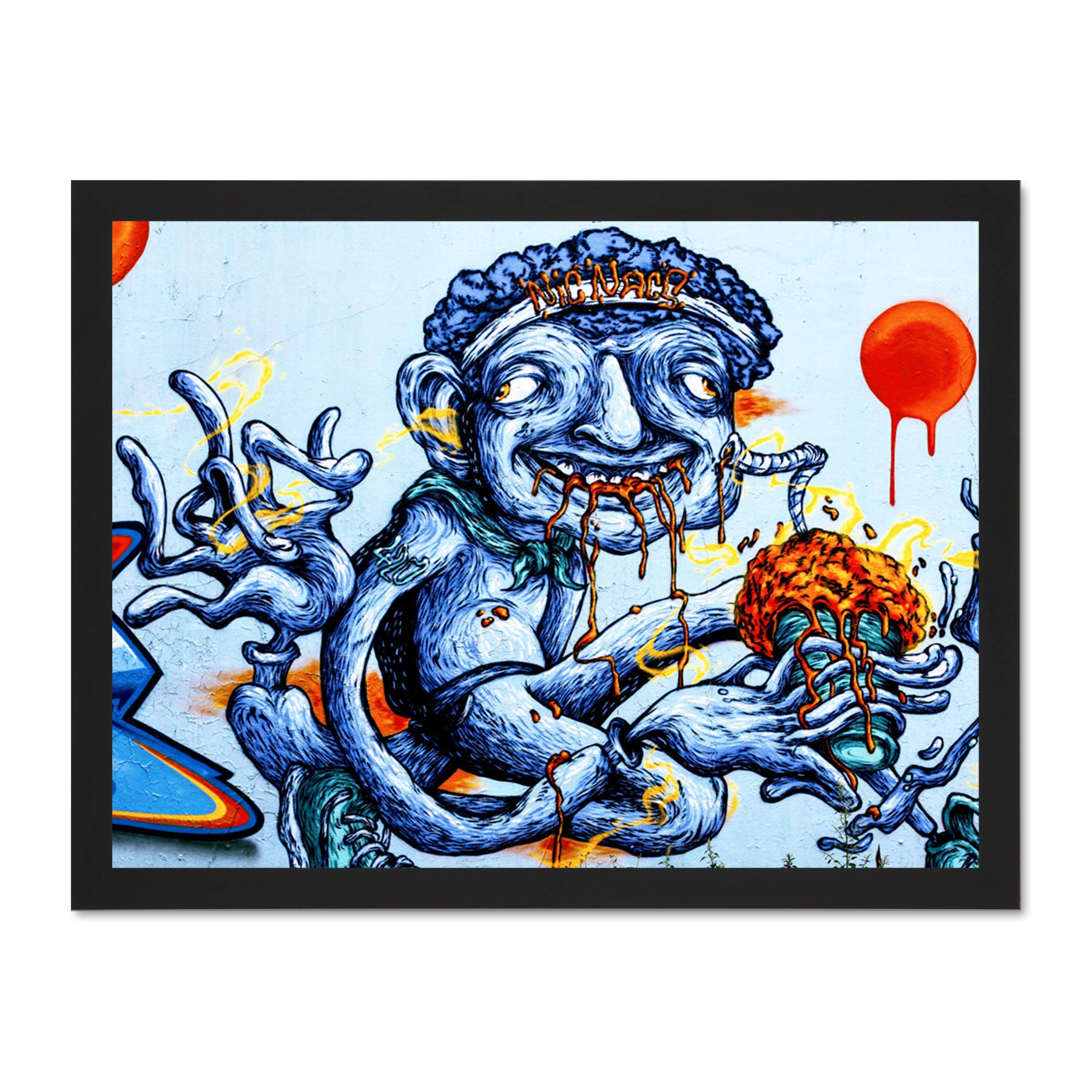 Graffiti Weird Guy Eating Large Framed Art Print Poster Wall Decor 18x24 inch