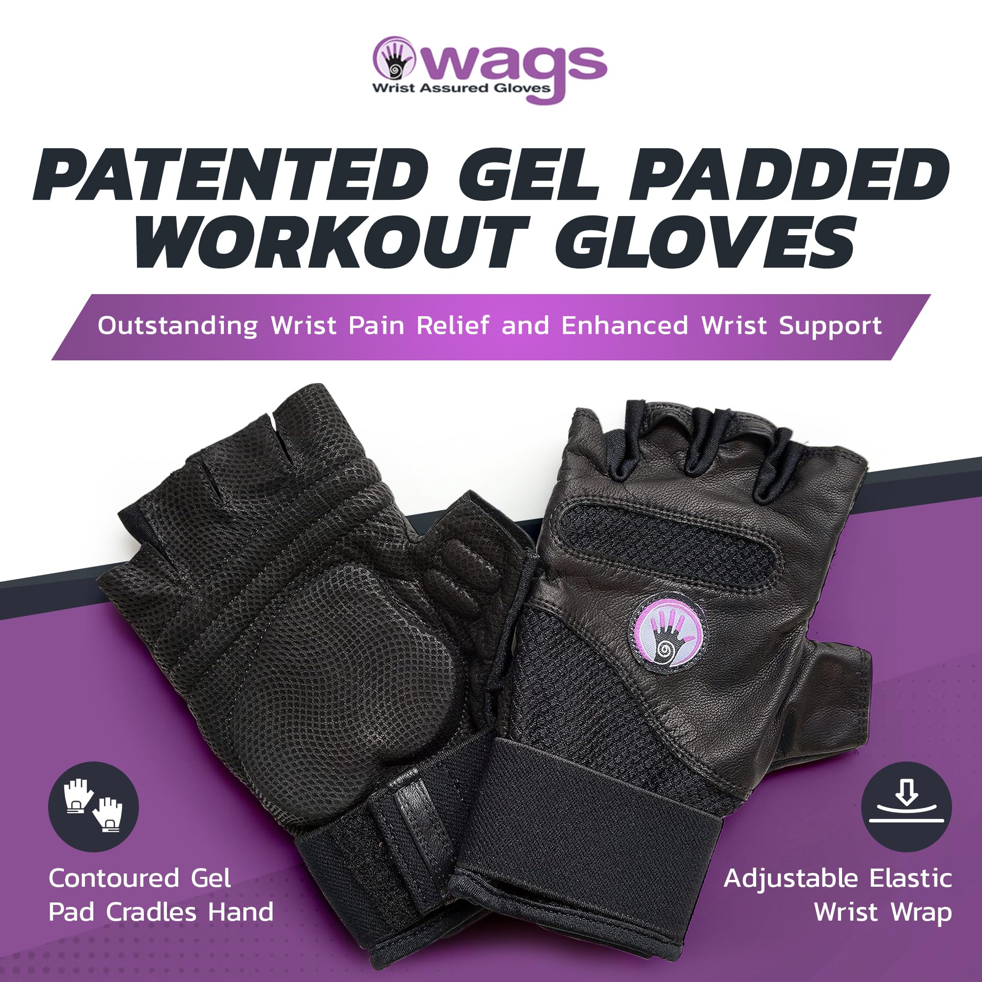 WAGs Fusion Fitness Fingerless Gloves for Gym Workout & Training, Gym Equipment, Workout Gloves Women /Men Use with Patented Ergonomic Gel Pad, Small