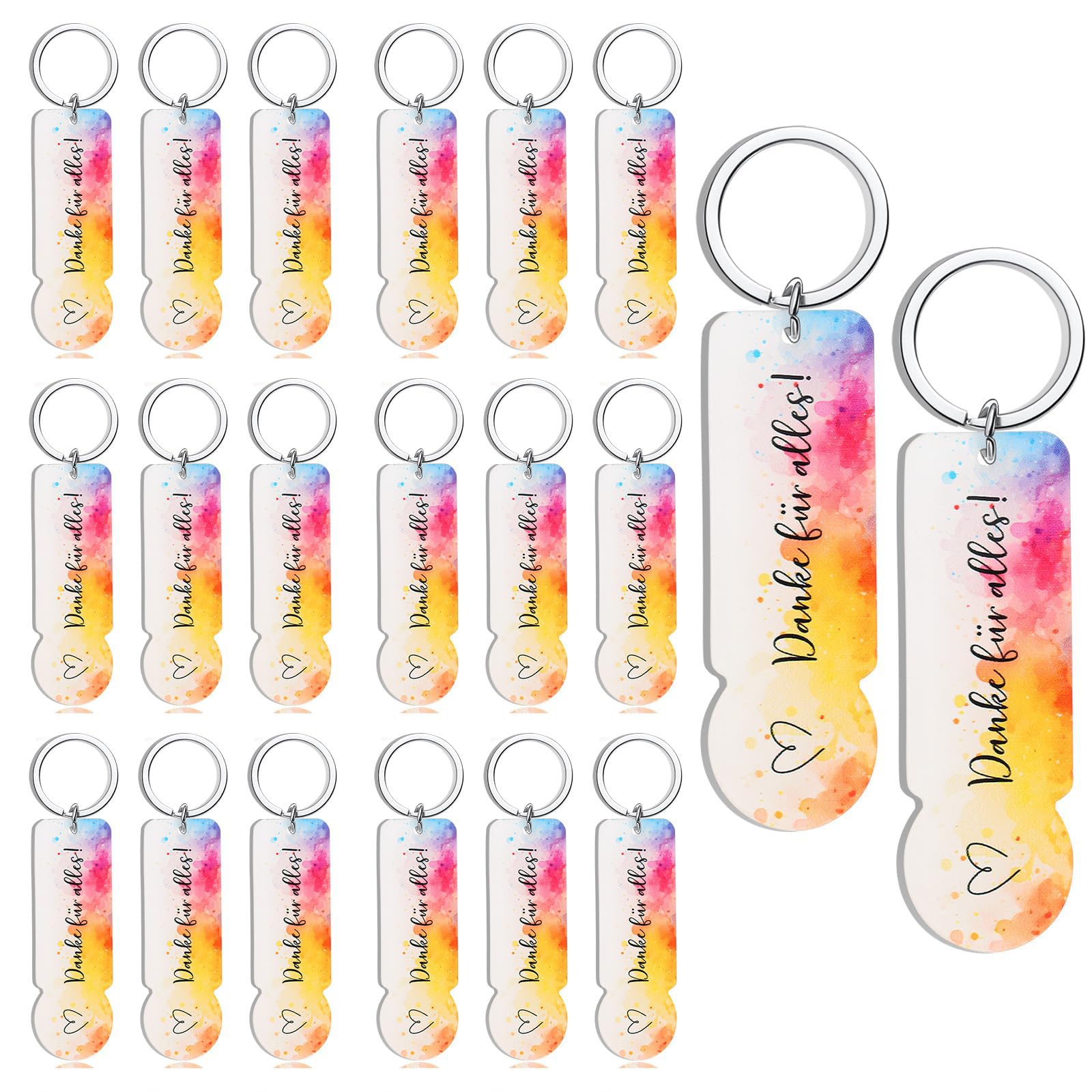lrgnixs 20Pcs Thank You Keyring Gift,Acrylic Shopping Cart Token Keychains Thank You Keychain for for Colleagues Family Teachers,Thank You Gift for Weddings Graduations Baptisms Birthdays Christmas