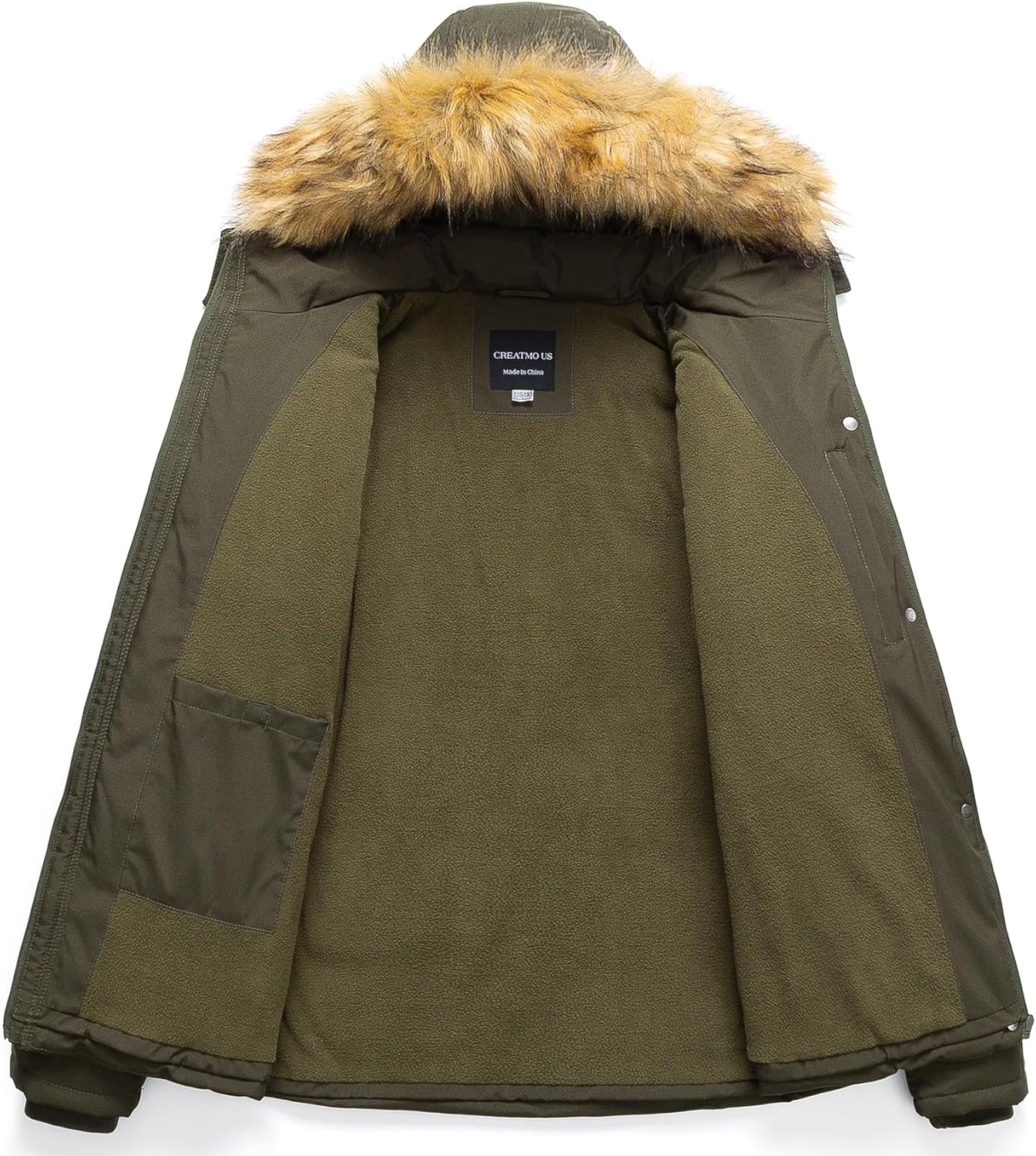 CREATMO US Women's Plus Size Puffer Jacket Waterproof Winter Coats Fleece Lined Detachable Fur Hood Available in 1X To 5X - Image 4