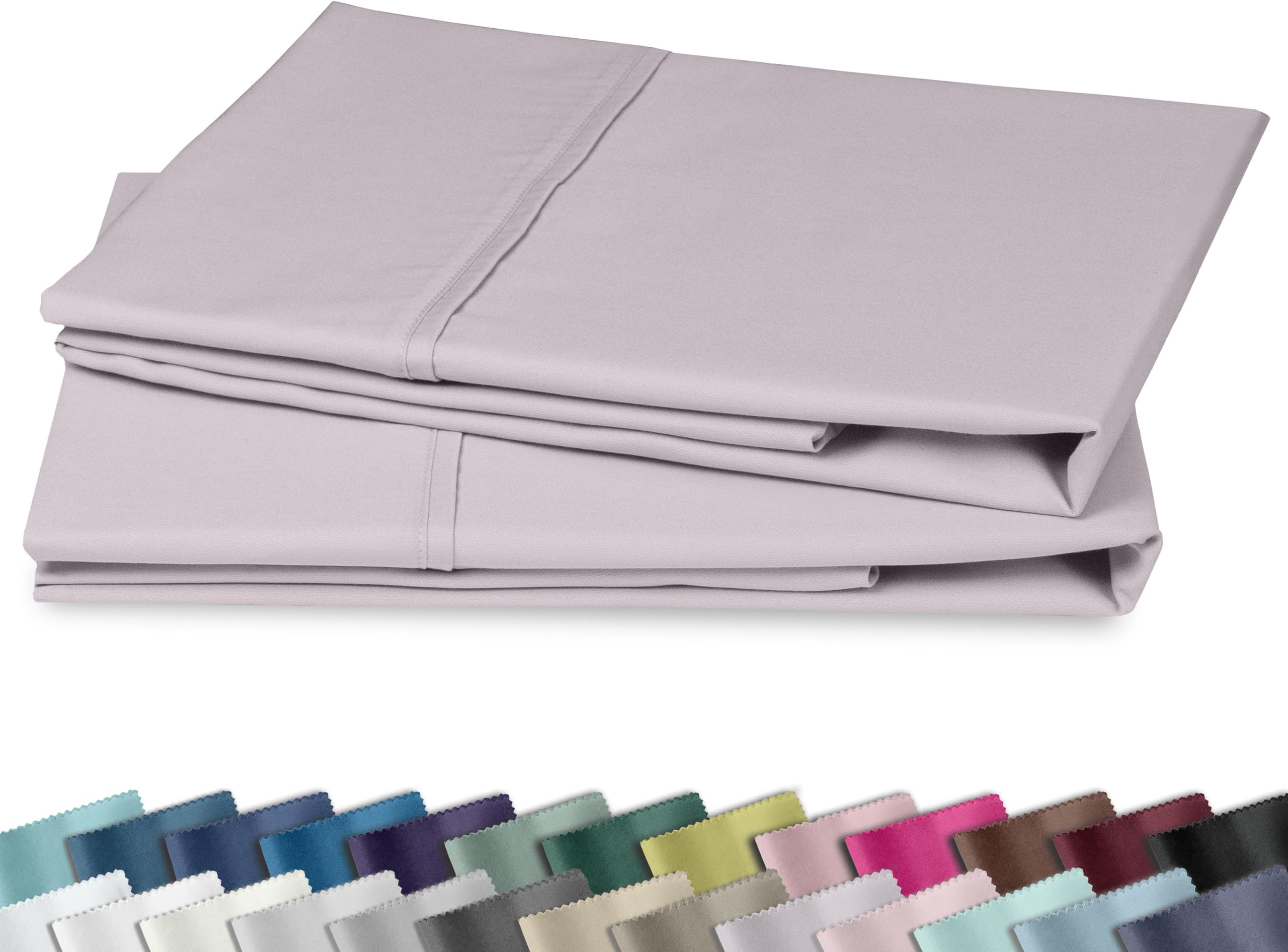 400 Thread Count 100% Cotton Pillow Cases, Lavender Grey Standard Pillowcase Set of 2, Long - Staple Combed Pure Natural Cotton Pillows for Sleeping, Soft & Silky Sateen Weave Bed Pillow Covers