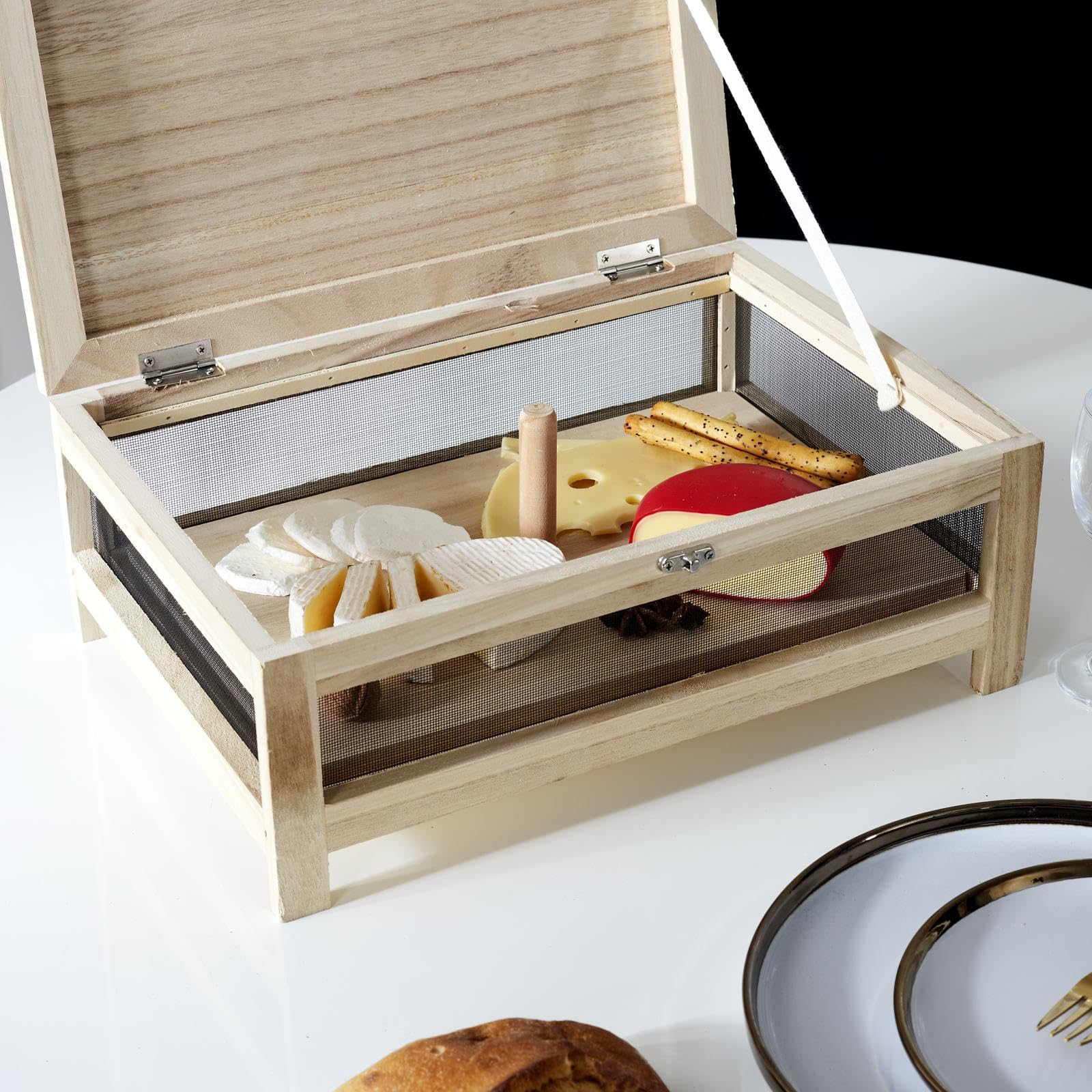 COOK CONCEPT Cave à Fromage KA2362 Plateau Service Bois Acier Inoxydable H15 x 27 x 39 cm Beige Noir