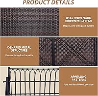 Vista 6 de Tangkula Columpio de mimbre para porche al aire libre, asiento colgante para 2 personas con cojines de asiento y respaldo, marco de metal resistente