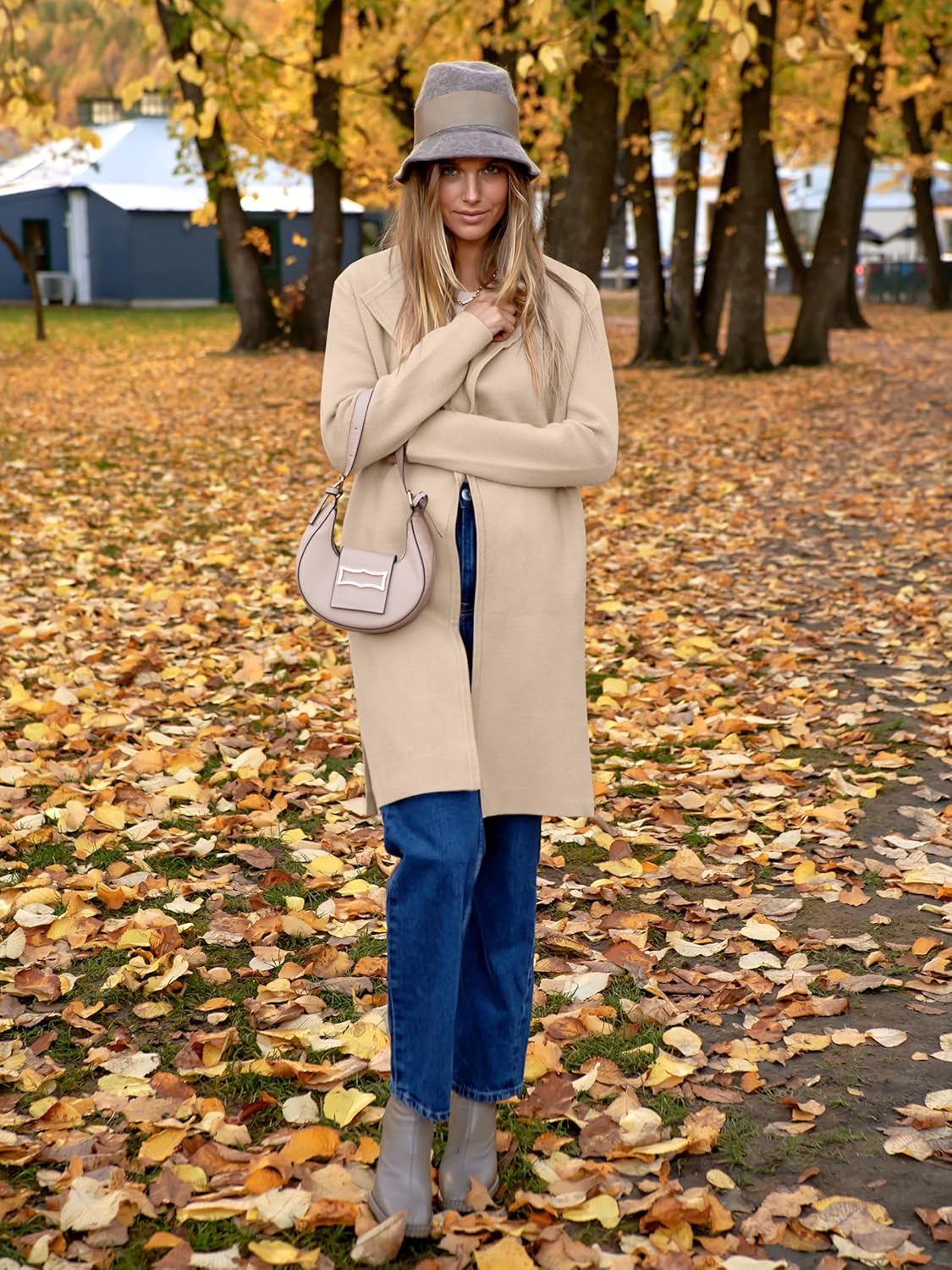 ANRABESS Women's Long Cardigans Sweater 2025 Fall Dressy Casual Lapel Knit Warm Trench Coatigan Oversized Blazer Jacket Coat - Image 2