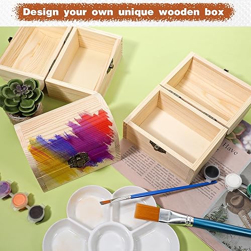 Miniatura 3 de 4 cajas de madera sin terminar, caja del tesoro del tesoro, cajas de madera para manualidades, cajas de madera pequeñas de 4.72 x 3.15 pulgadas,