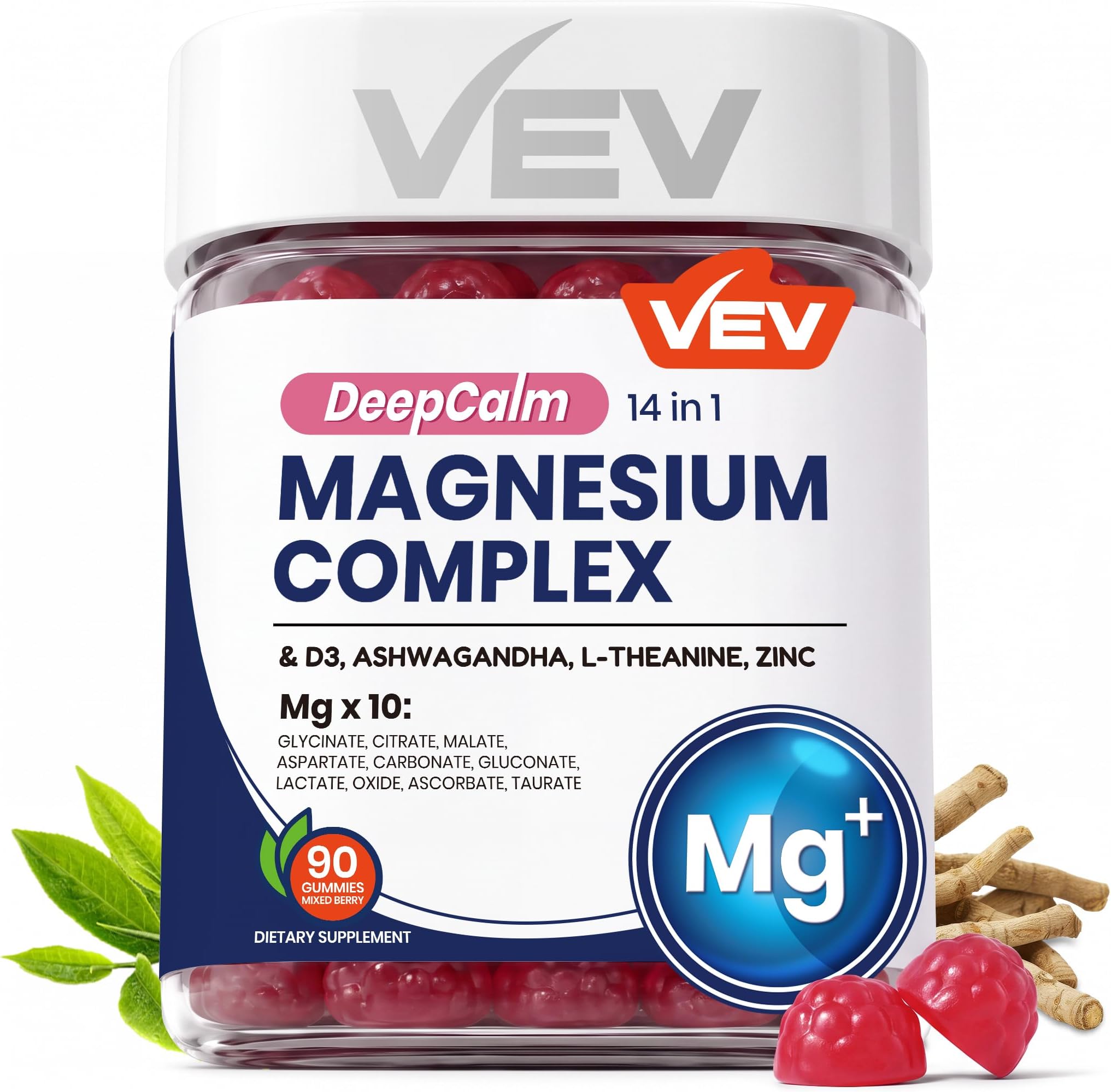VEV Deep Calm Magnesium Complex 14-In-1 Glycinate Gummies For Women and men