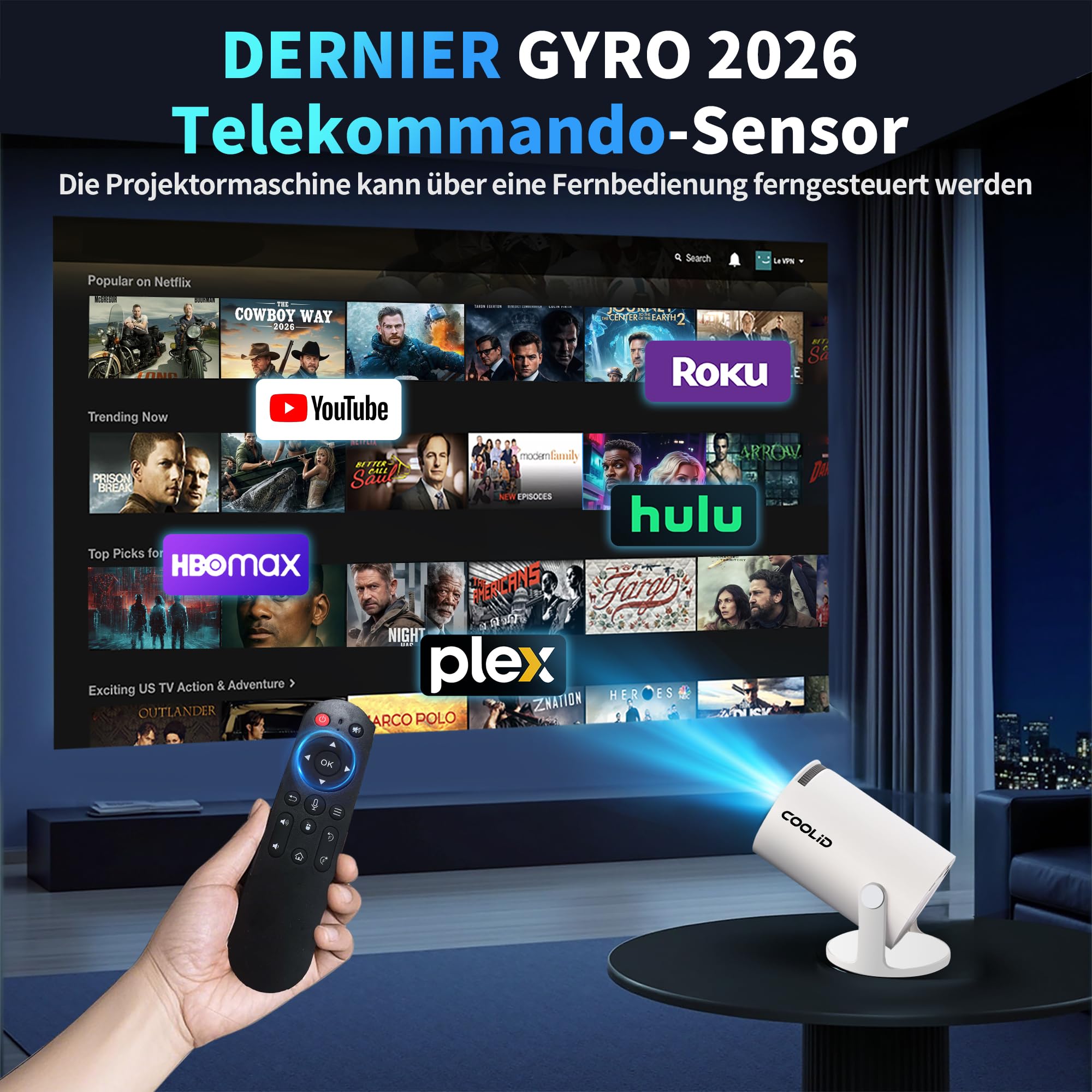 Mini Beamer Unterstützt 4K 1080P 2026 Neuer Tragbarer Projektor mit 5G WiFi 6 und BT 5.4, Beamer Klein Projektor mit Automatische Trapezialkorrektur 180 ° Drehung für HDMI/Tv Stick/USB/Laptop, Weiß