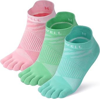 VWELL Toe Socks for Men Women COOLMAX Five Finger Ankle Socks 3Pairs | Athletic Running Socks Quick Dry Breathable Moisture Wicking Prevent blisters Anti slip High Performance Soft Comfortable
