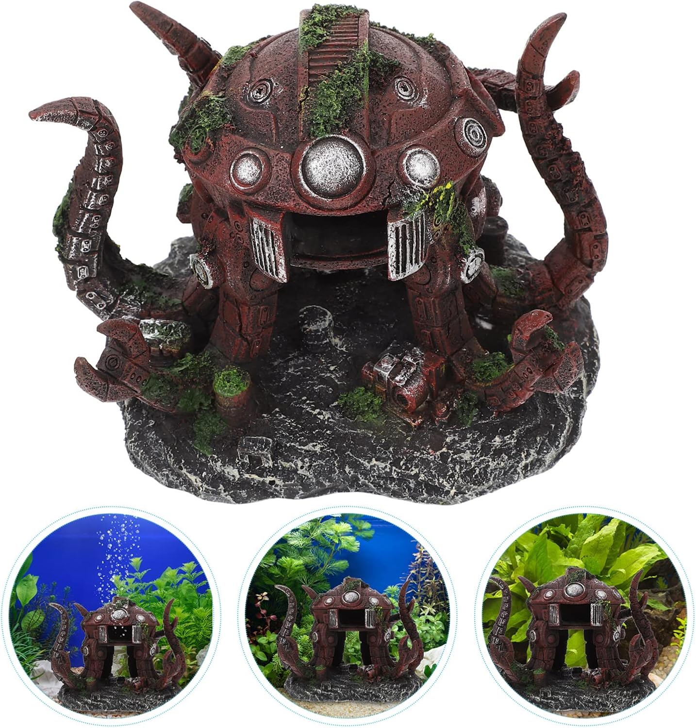 balacoo Fish Tank Decorations Fish Tank Decorations Plants Decor Aquarium Decoration House Robot Octopus: Resin Ornament Betta Fish Accessories Aquarium Decor Table Topper Plants Decor Plants Decor