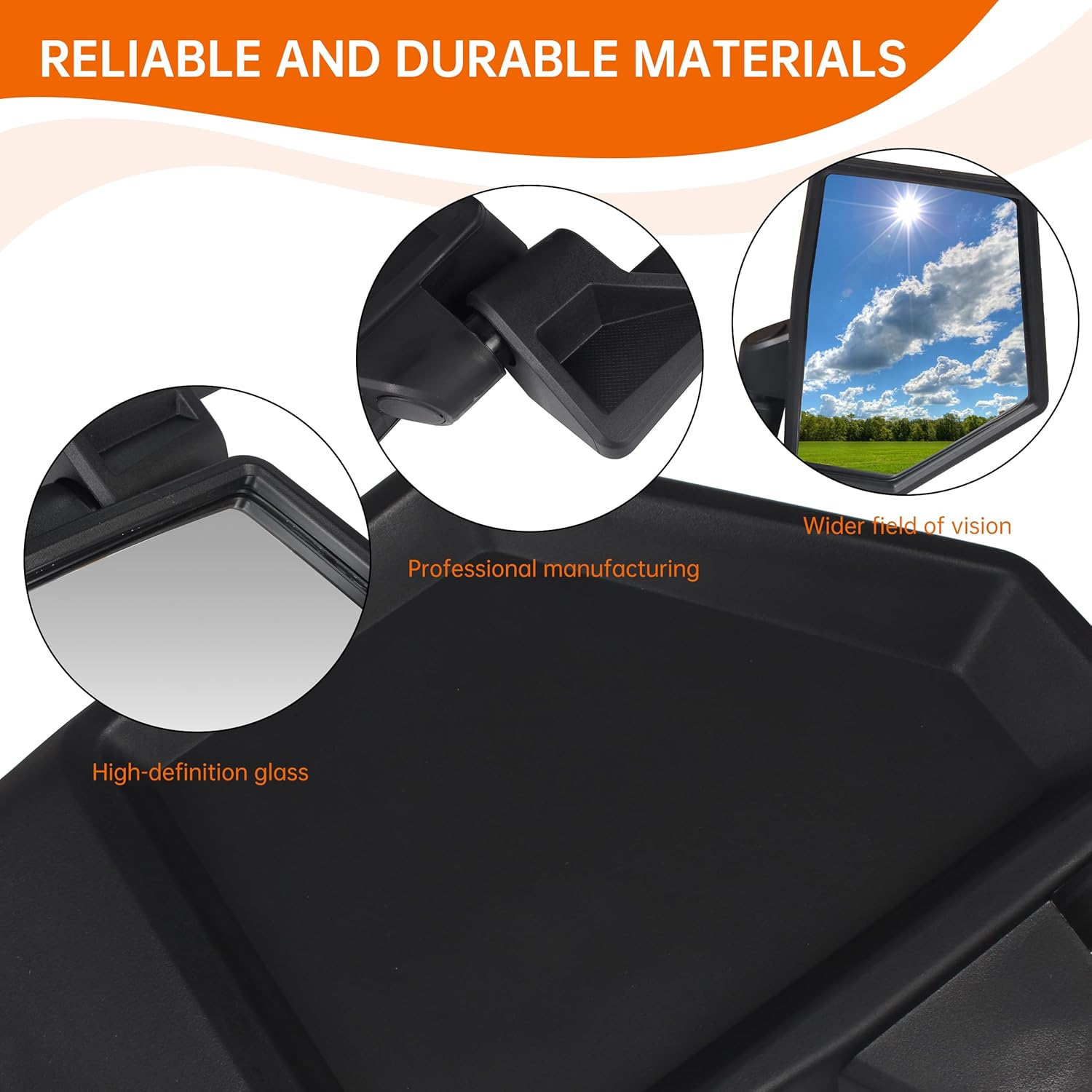Side Mirrors for Ranger Crew/XD 1500 2024, Adjustable Wide Door-Mounted Side Rearview Mirror Polaris Ranger Crew/XD 1500 Northstar 2024 Accessories Foldable Mirror Replace #2889862 (2PCS)