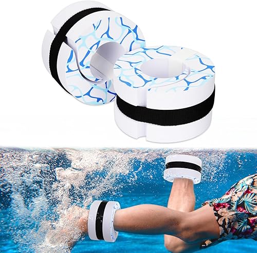 Miniatura 9 de Hikeen Swim Aquatic Cuffs,High-Density EVA Water Aerobics Float Ring Fitness Pool Exercise Weights Set, Water Ankles Arms Belts with Adjustable