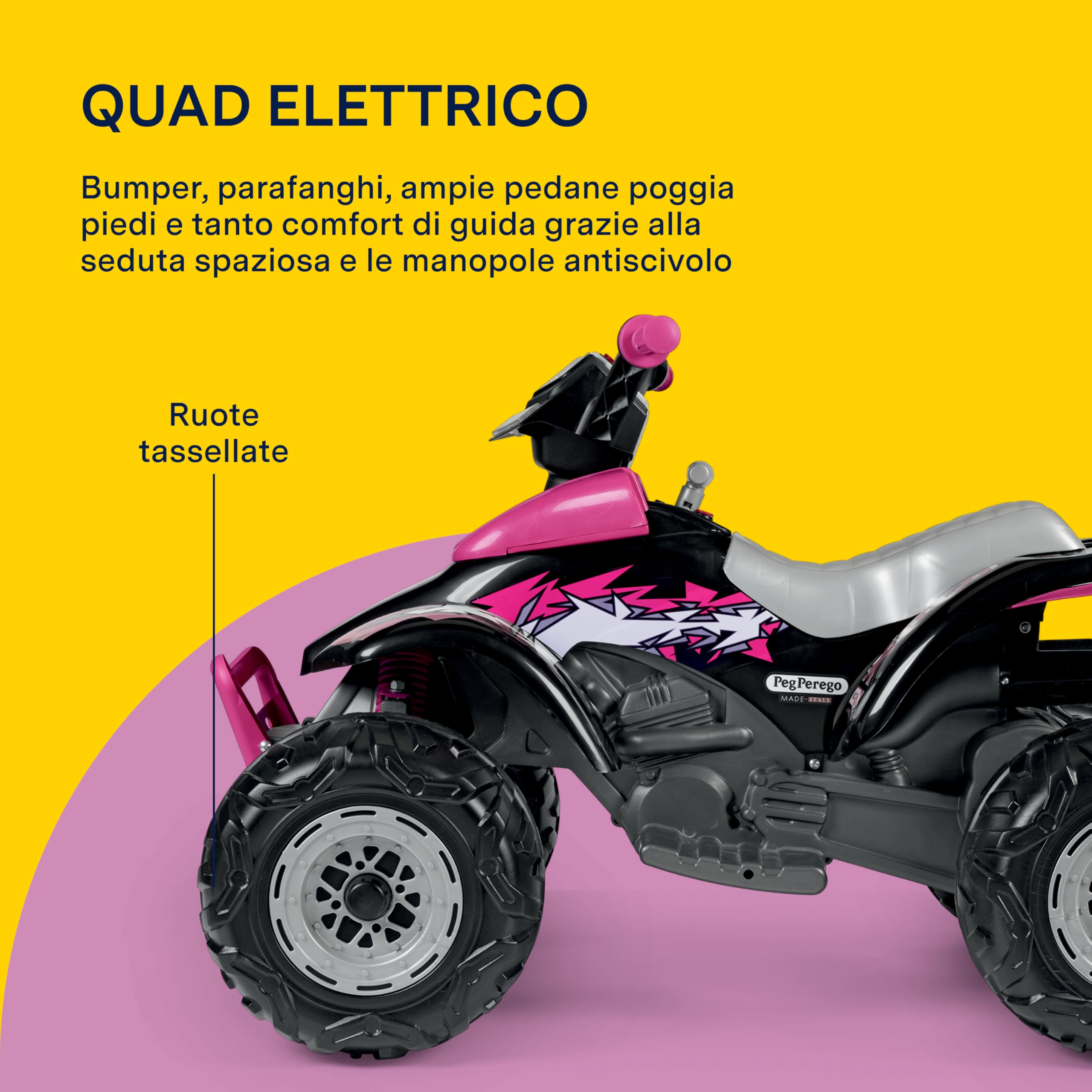 PEG Corral T-Rex 330W Pink Quad Elettrico Cavalcabile per Bambini dai 3 Anni con Luci LED, Suoni, 2 Marce e Retromarcia, Batteria Ricaricabile 12V