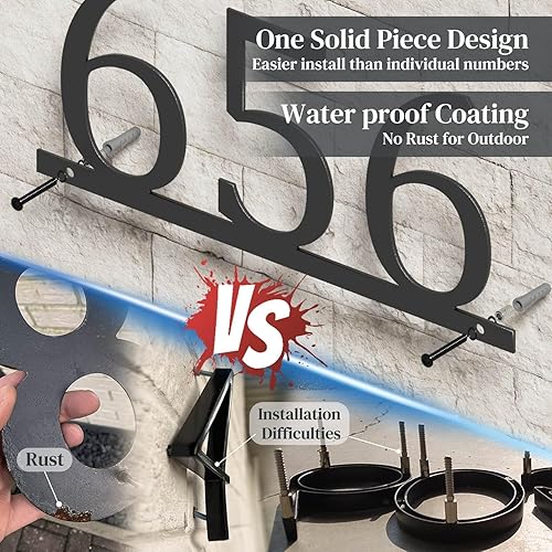 Miniatura 6 de Personalized Modern House Numbers, Custom Metal Address Sign for Outside, Horizontal Large Number Address Plaque with Floating Screw Kit, 911