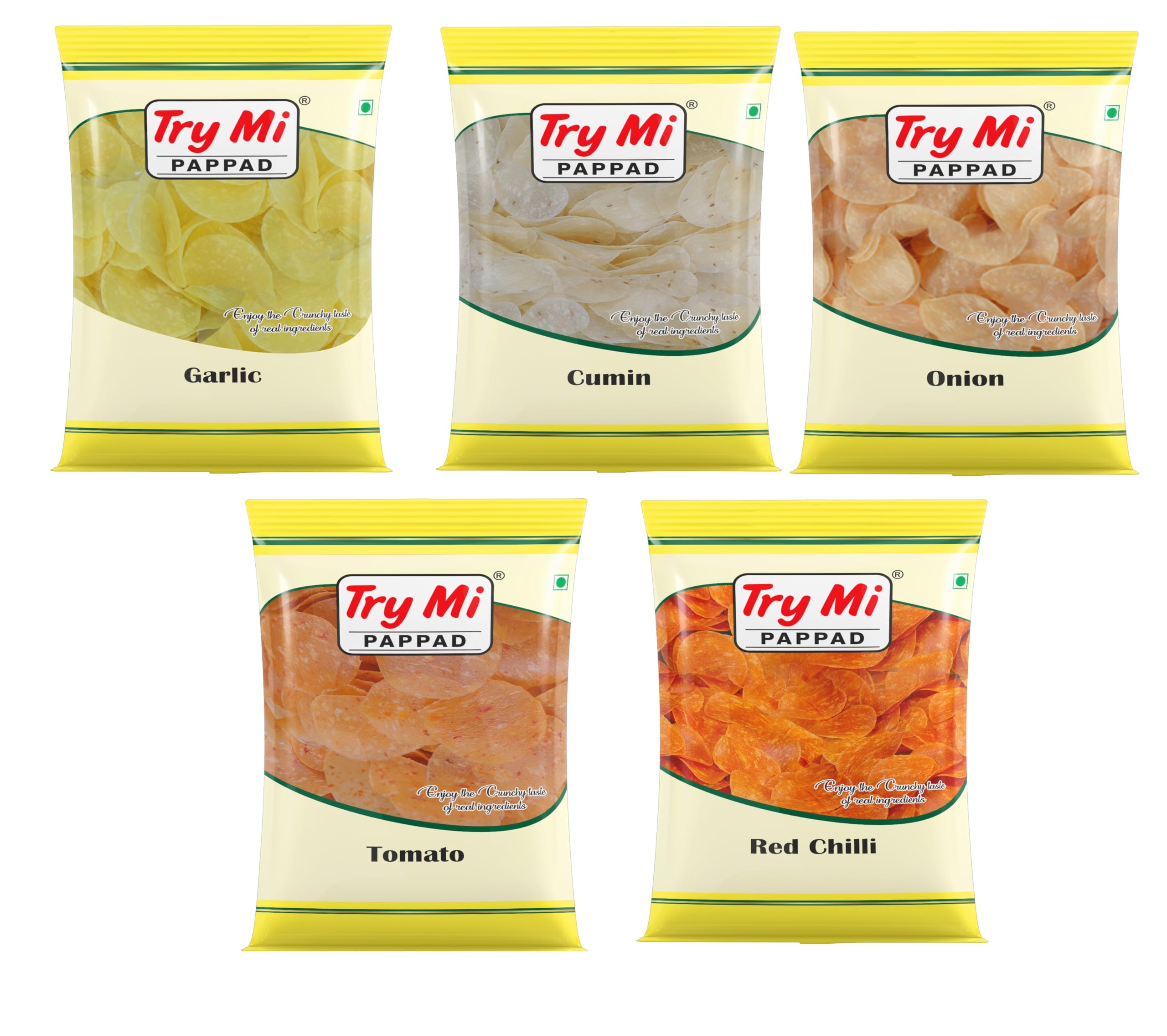 Try Mi Pappad Combo Garlic, Tomato, Cumin, Red Chilli, Onion Papad 200 Gram Pack of 5 (1 Kg) - Vadagam * Fryums * Applam * Appalam (B0CP9T5LYF) Amazon Price History, Amazon Price Tracker