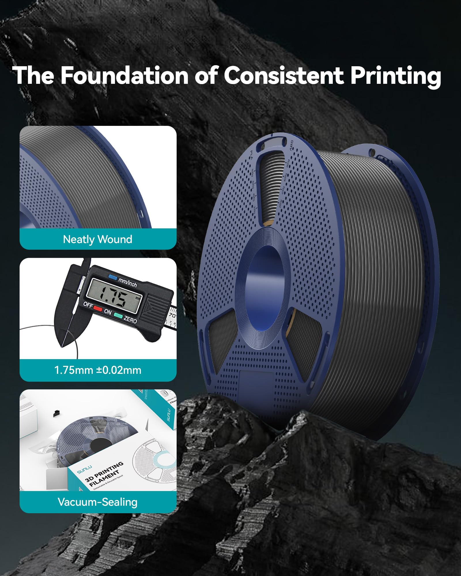 SUNLU Confezione di filamento PETG da 4 kg, maggiore tenacità, elevata resistenza agli urti, filamento per stampante 3D, per la maggior parte delle stampanti FDM, 1 kg per bobina, 4 rotoli, mezzanotte