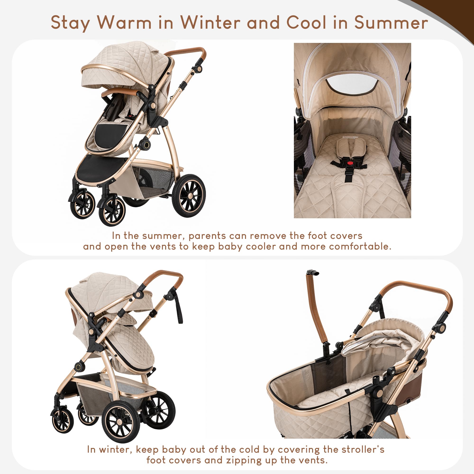 Kinderwagen 3 in 1 Baby Born mit ISOFIX Basis & Babyschale, Bergsteiger Stroller, klappbar, 5-Punkt-Sicherheitsgurt, 22 kg, Blau