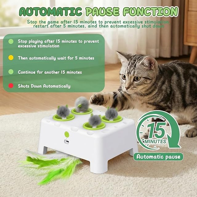 Foto 5 de 7 de Focenat Juguete Automático para Gatos 2 en 1, Juguete Interactivo para Gatos, Juguetes para Gatos Recargable