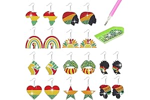 10 Pairs African Map Diamond Art Earrings Making Kit