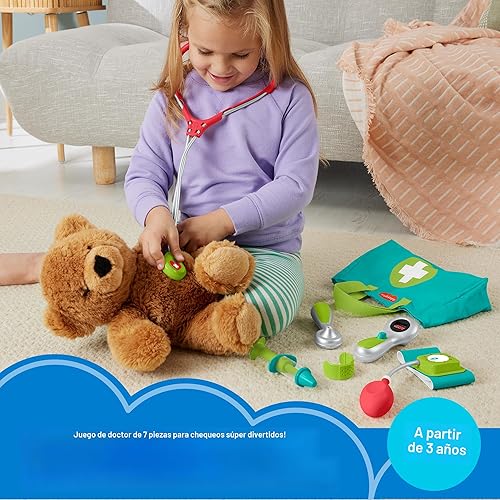 Miniatura 2 de Fisher-Price Kit médico de juego de simulación preescolar, 7 piezas, bolsa de doctor, juguetes de vestir para niños a partir de 3 años