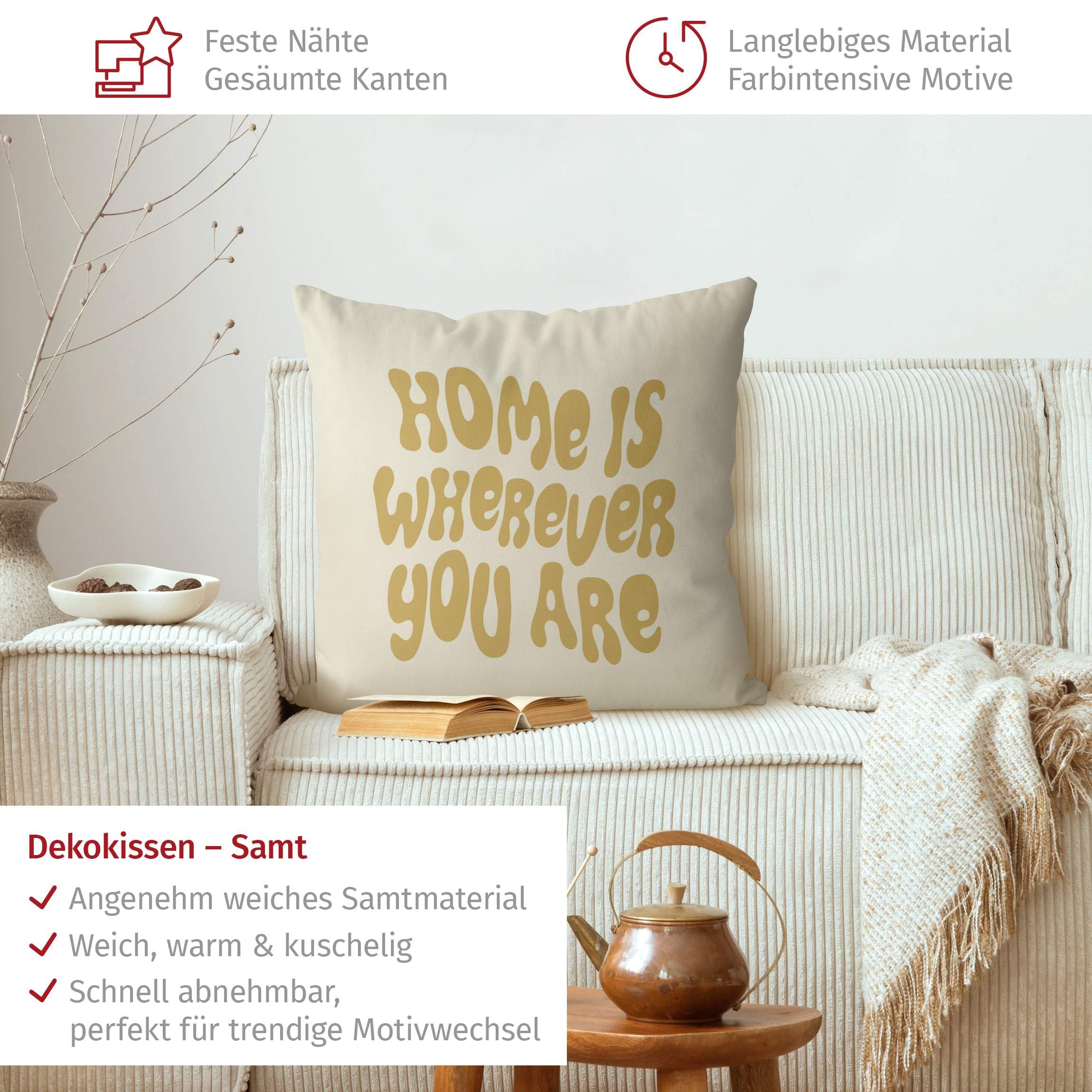 Dekokissen drinnen/Indoor waschbar Sprüche mit Füllung Zierkissen - Made in Germany - Motivation Bezug beige Sofakissen Indoor Sofa Bett 1506