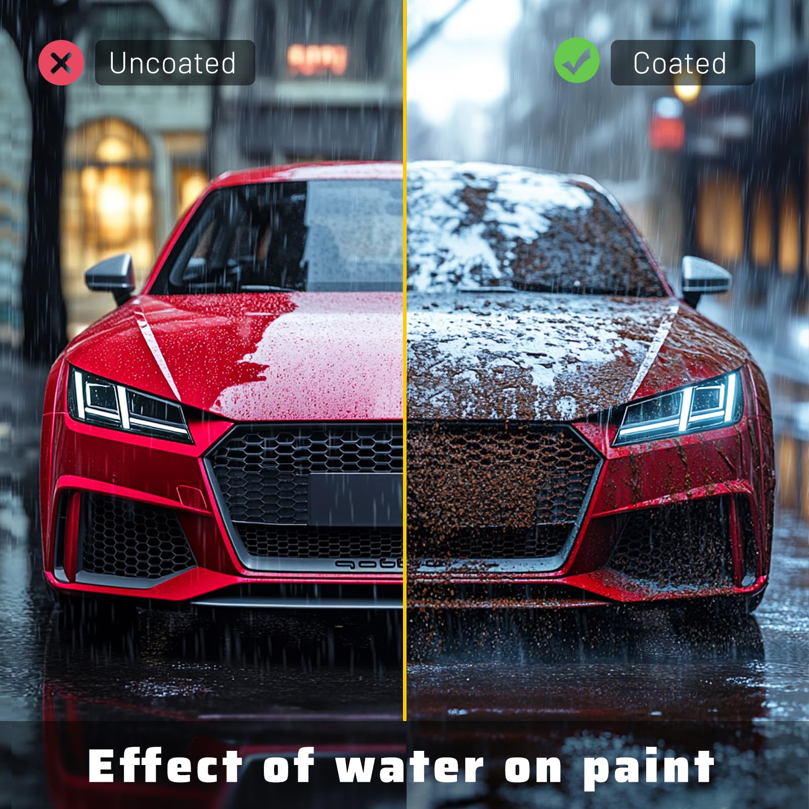 Kit de cera roja para coche, revestimiento universal de PVC nano-nivel, reparación de arañazos y alto brillo, fórmula de protección de pintura duradera, mejora la apariencia y el brillo