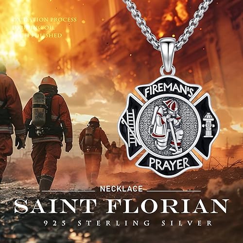 Vista 199 de Collar con colgante de plata de ley 925 con medalla de San Patrón, joyería religiosa para hombres y mujeres, con cadena de acero inoxidable 316L