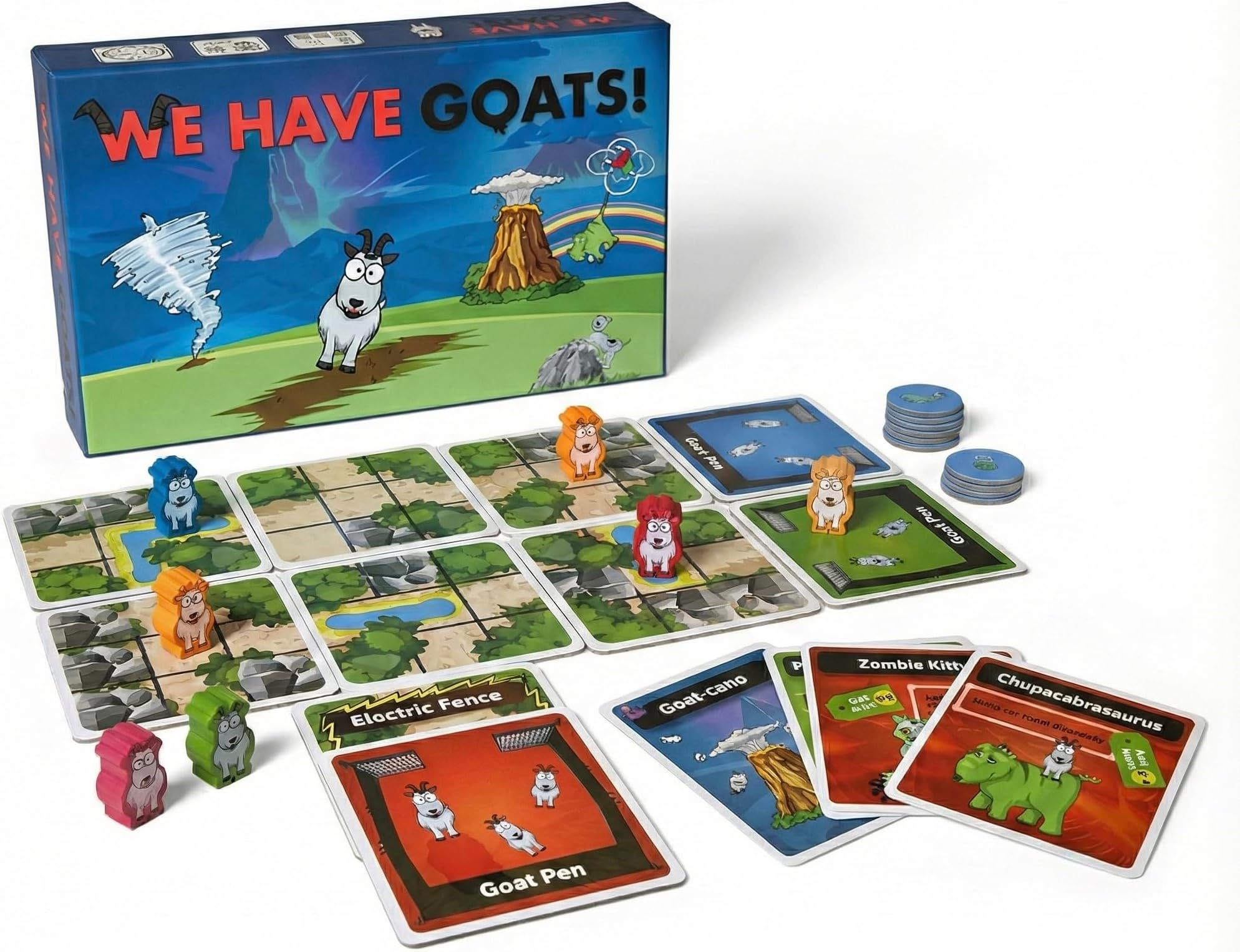 Light Strategy Tile-Laying Family Board Game | 2-4 Players | 20 min | Build The Pasture & Race Your Goats Home