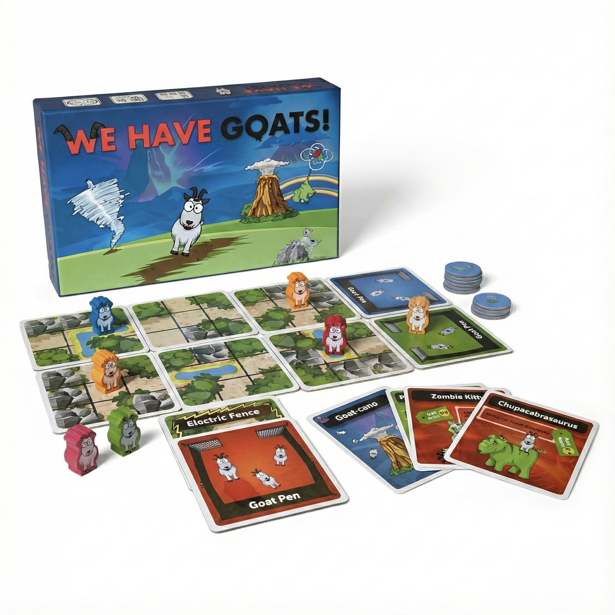 Light Strategy Tile-Laying Family Board Game | 2-4 Players | 20 min | Build The Pasture & Race Your Goats Home