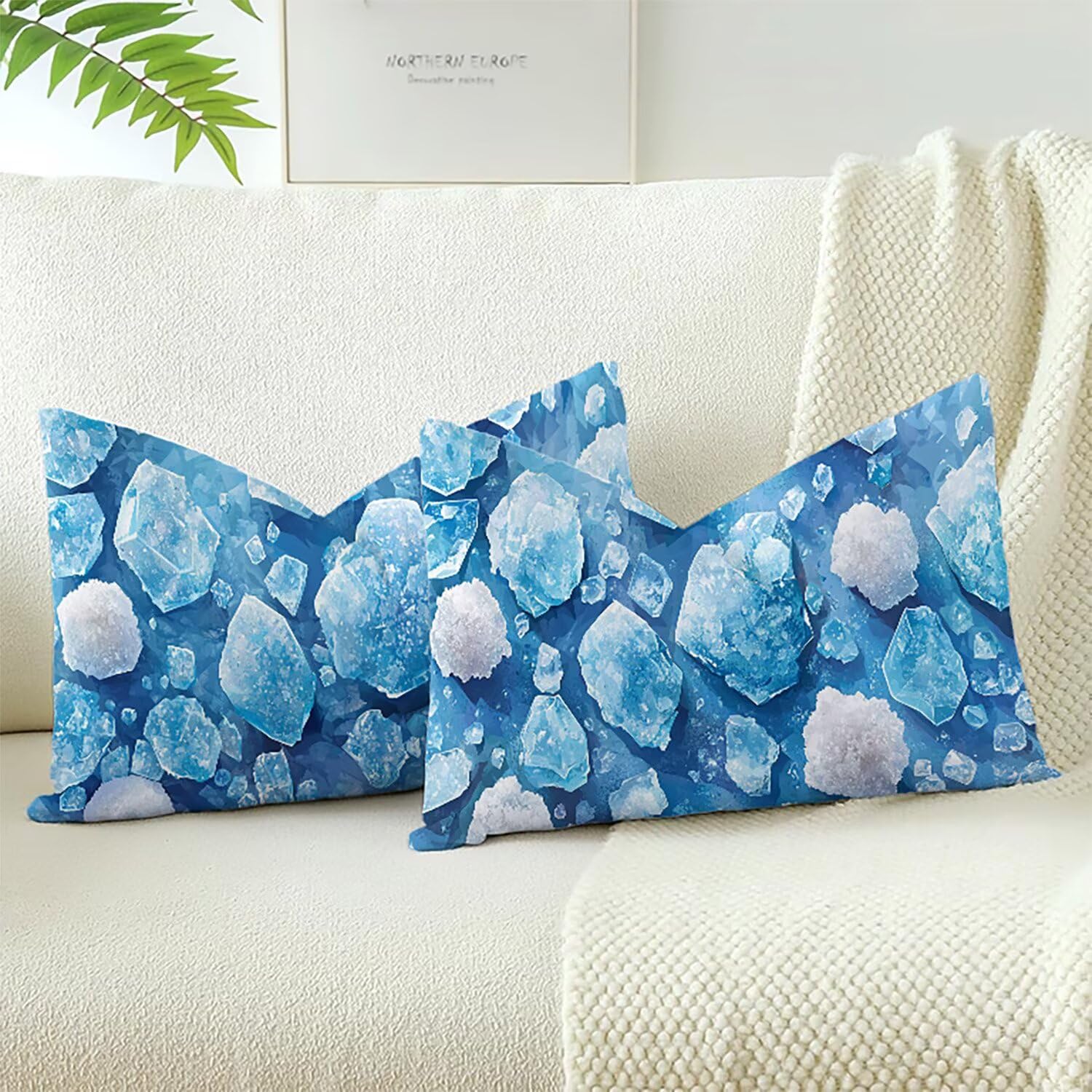 Housses de coussins velours de qualité supérieure bleu 70x40cm doux et moelleux
