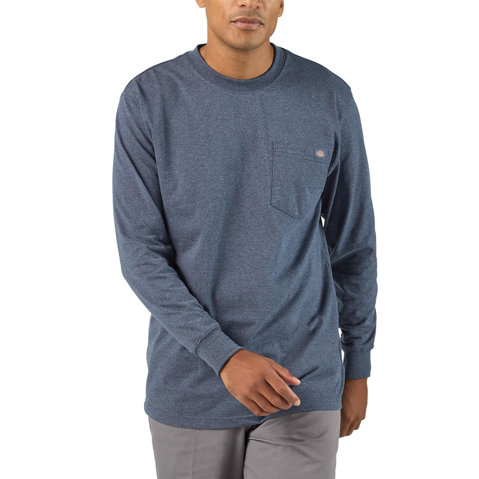 Dickies Men's Long Sleeve Heavyweight Crew Neck, Dark Denim Heather, XL