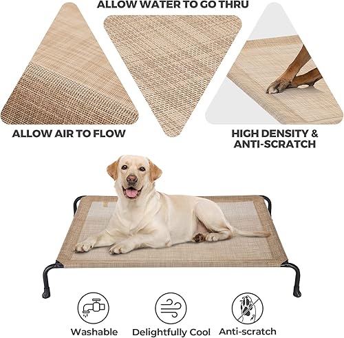 Miniatura 3 de Veehoo Cama elevada elevada para perros, camas refrescantes para perros grandes, cama hamaca para mascotas con patas antideslizantes, marco con