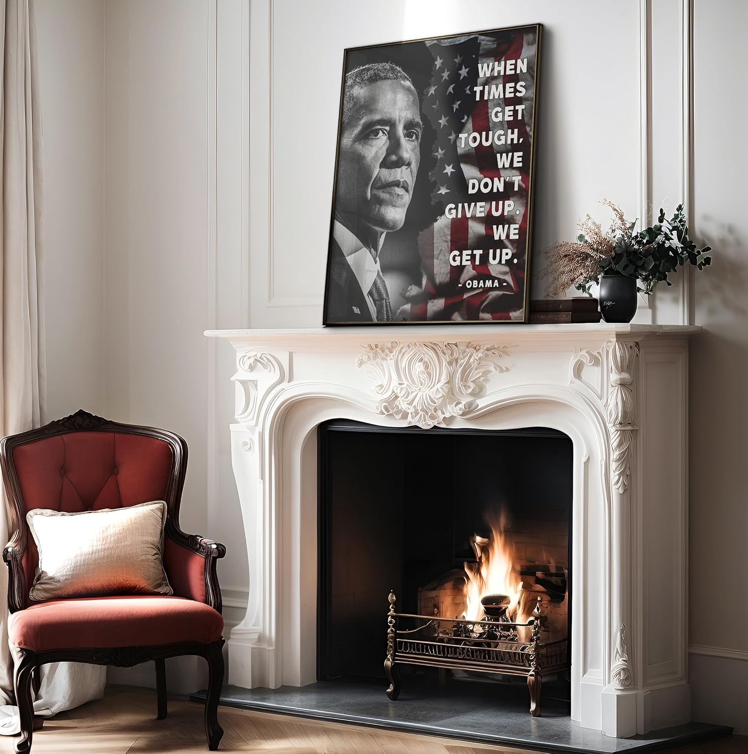 Poster Master We Don't Give Up Poster - Obama Quotes Print - Motivational Art - Encouraging Quotes Art - Gift for Men & Women - Inspiring Wall Decor for Living Room or Office, 18x24 Unframed Wall Art