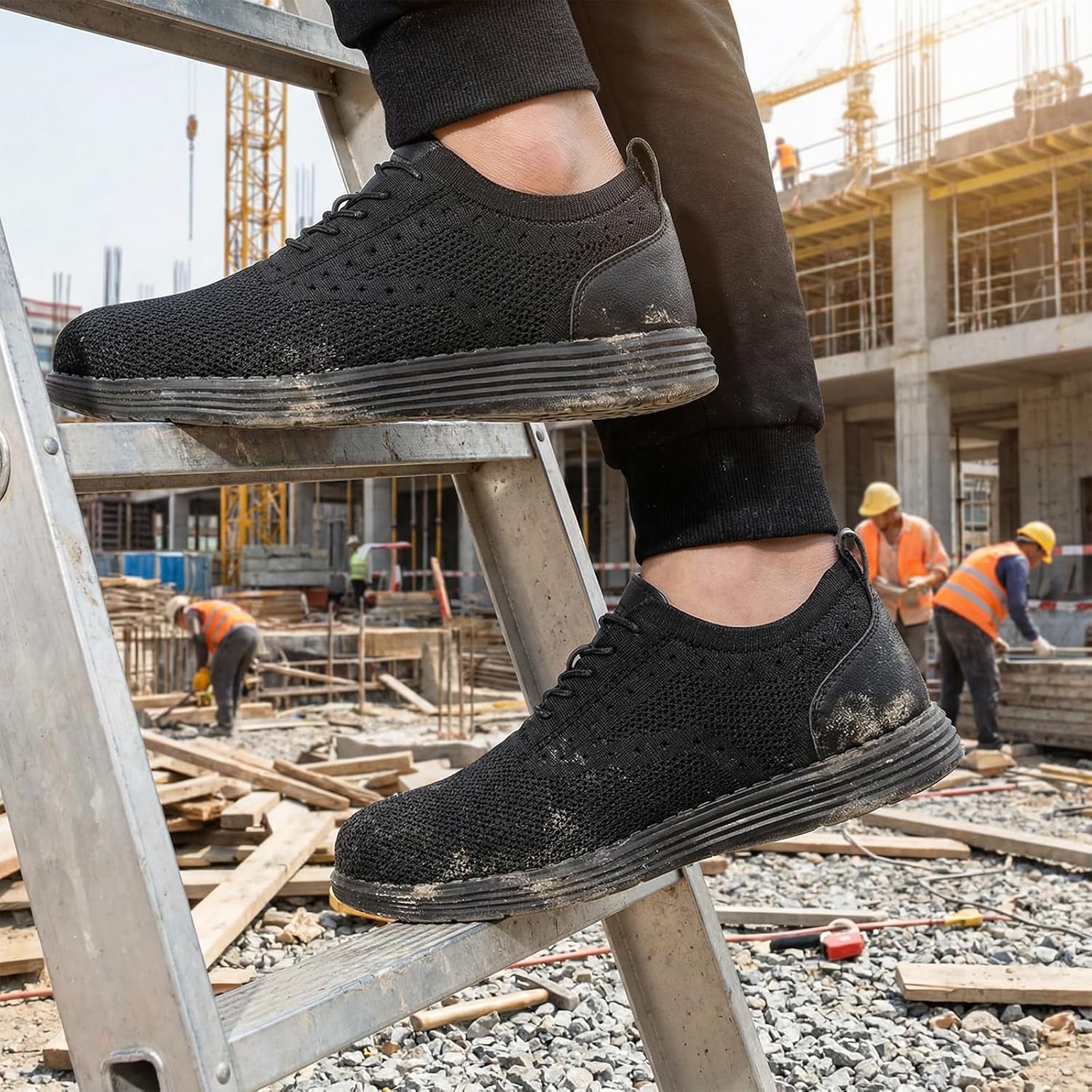 Furuian Steel Toe Shoes for Men Safety Shoes for Men Casual Dress Work Sneakers Lightweight Steel Toe Work Sneakers Comfortable Safety Tennis Oxfords - Image 2