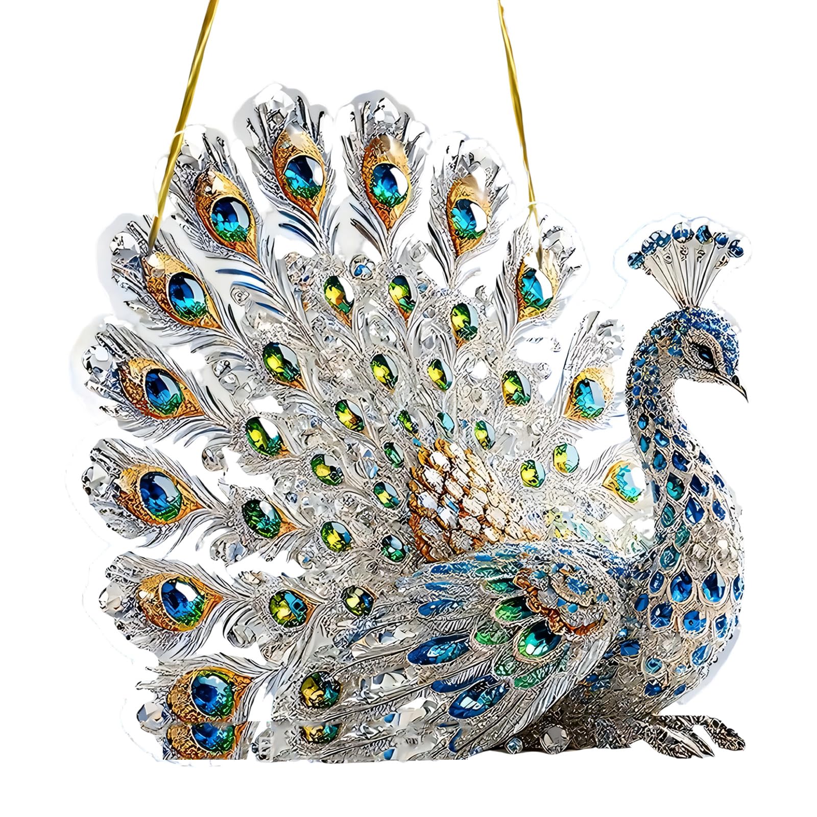 Peacocks/Flower Suncatchers Stained Glass Window Hanging Ornament, Birds Sun Catchers for Decors Gift Hanging