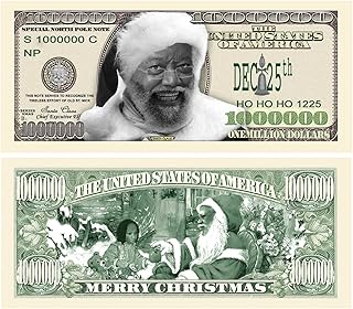 Pack of 5 - Black African American Kente Claus Santa Claus Bucks Novelty Million Dollar Bill