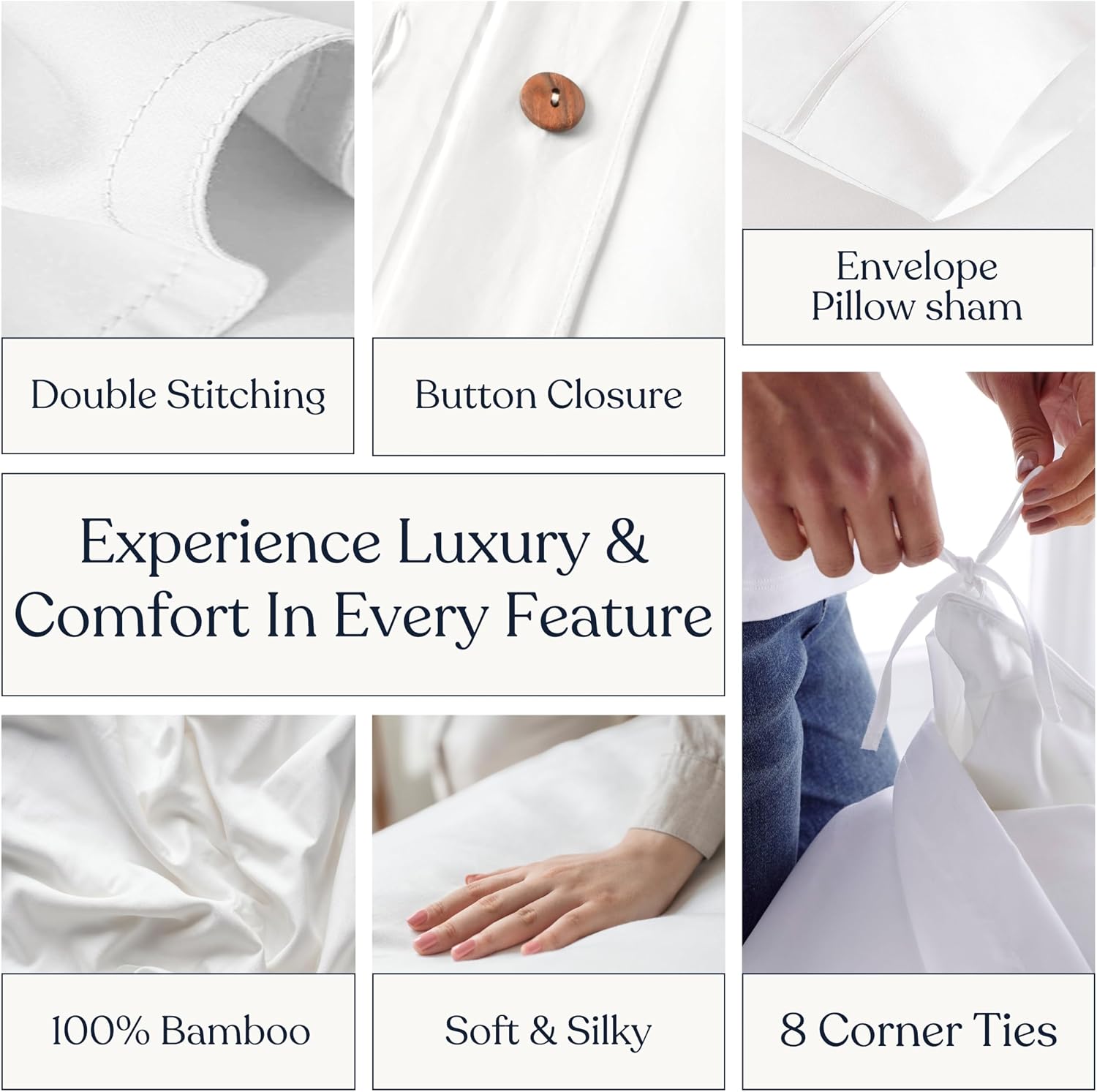 100% Viscose Derived from Bamboo Duvet Cover Set - Ultra-Soft, Cooling & Breathable Luxury Bedding, Includes Duvet Cover & Pillow Shams