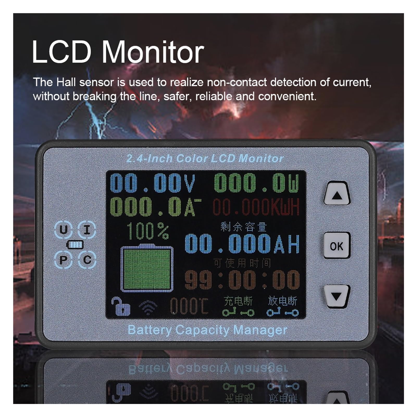 Comprobador de Batería, Coulómetro de batería VAC8810F 300A, amperímetro inalámbrico, voltímetro, Detector de potencia de batería, probador de capacidad de batería, Monitor de batería(Waterproof Cover